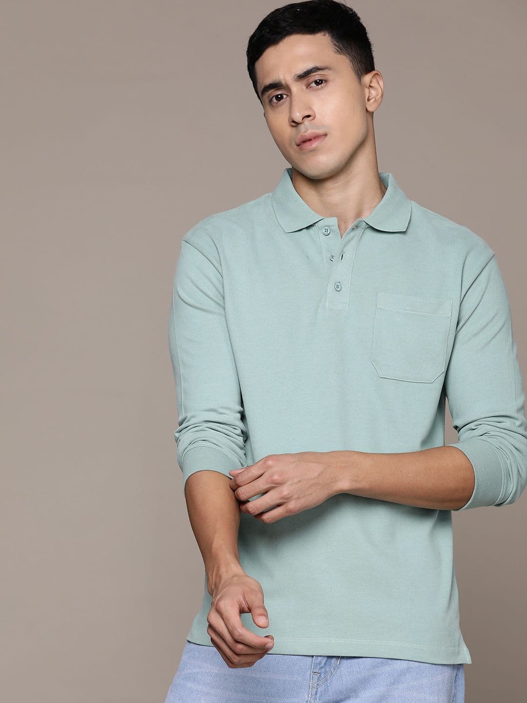Roadster Men Polo Collar Pure Cotton T-shirt - view 1