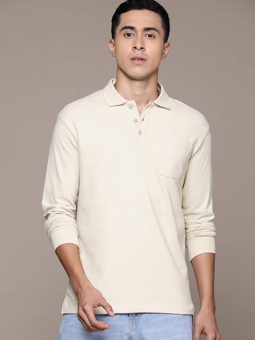 Roadster Men Polo Collar Pure Cotton T-shirt - view 1