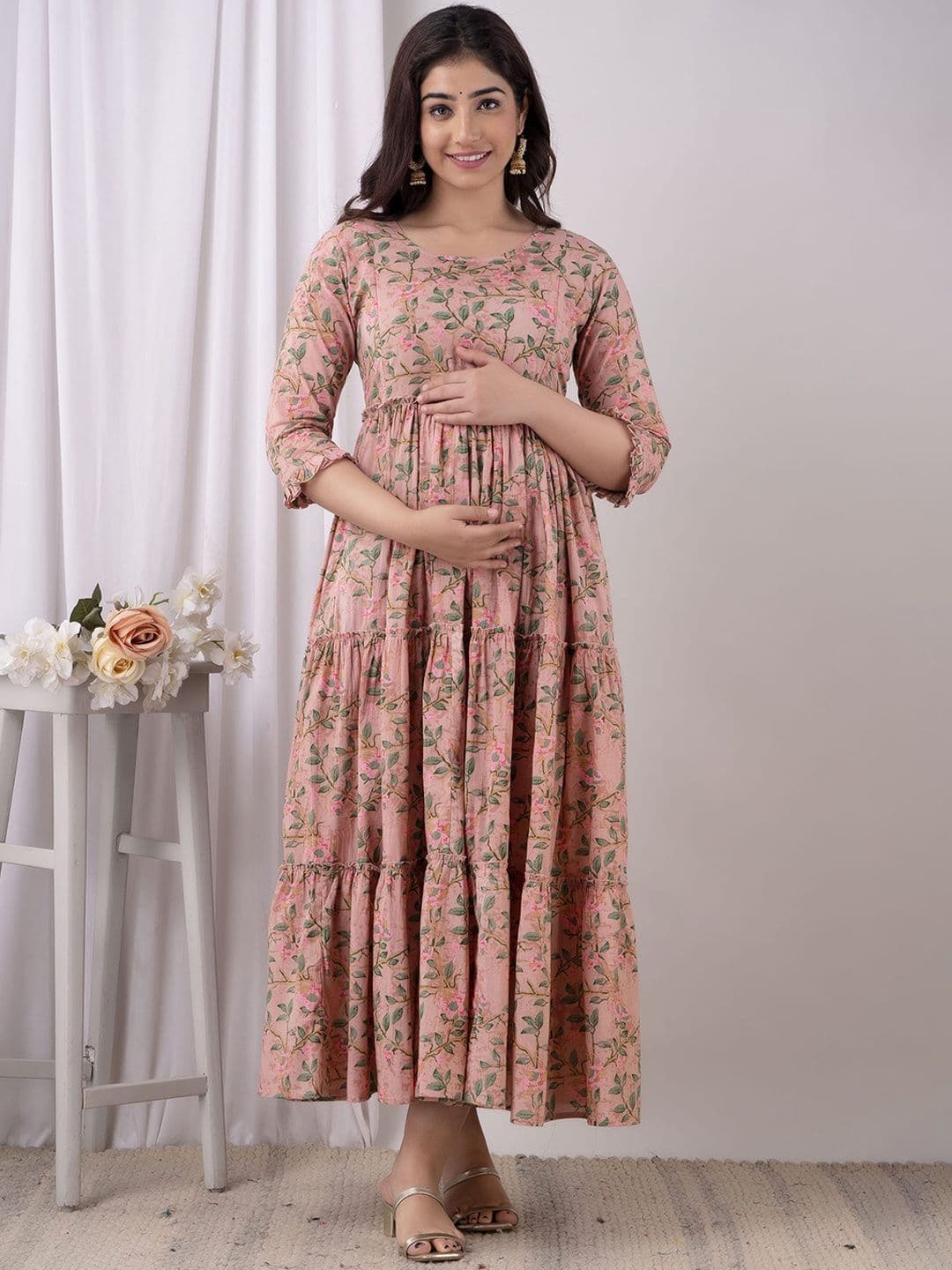 VARICOS Women Floral Printed Maternity Anarkali Kurta - view 1