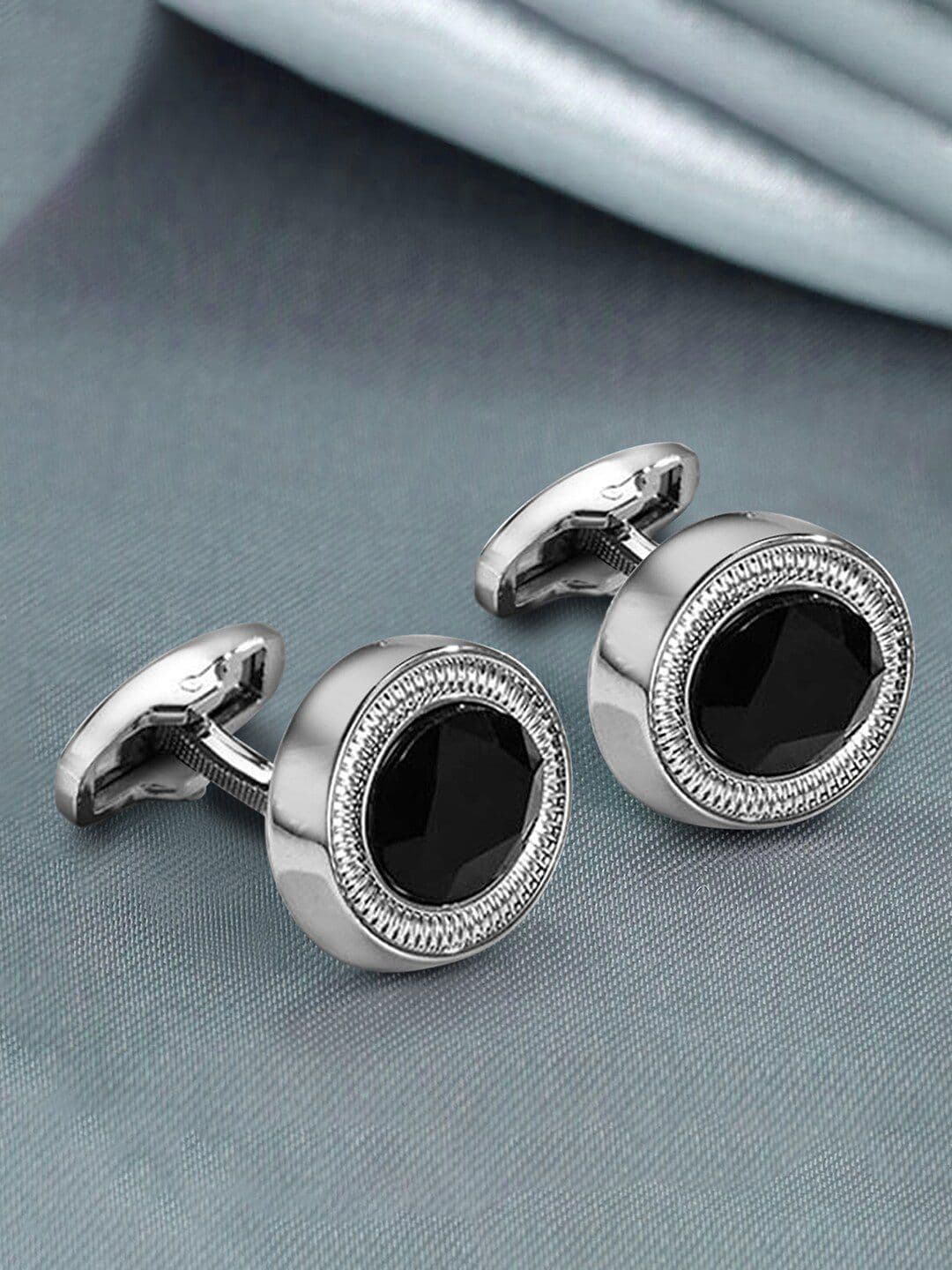 Peora Silver-Plated Round Shape Formal Cufflink - view 1