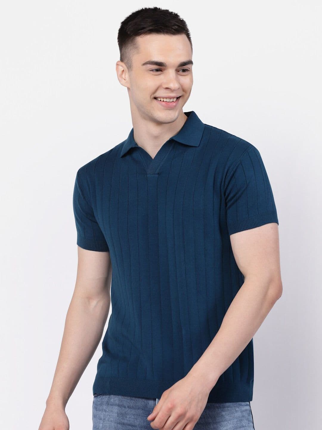 Kalt Striped Polo Collar Short Sleeves T-shirt - view 1