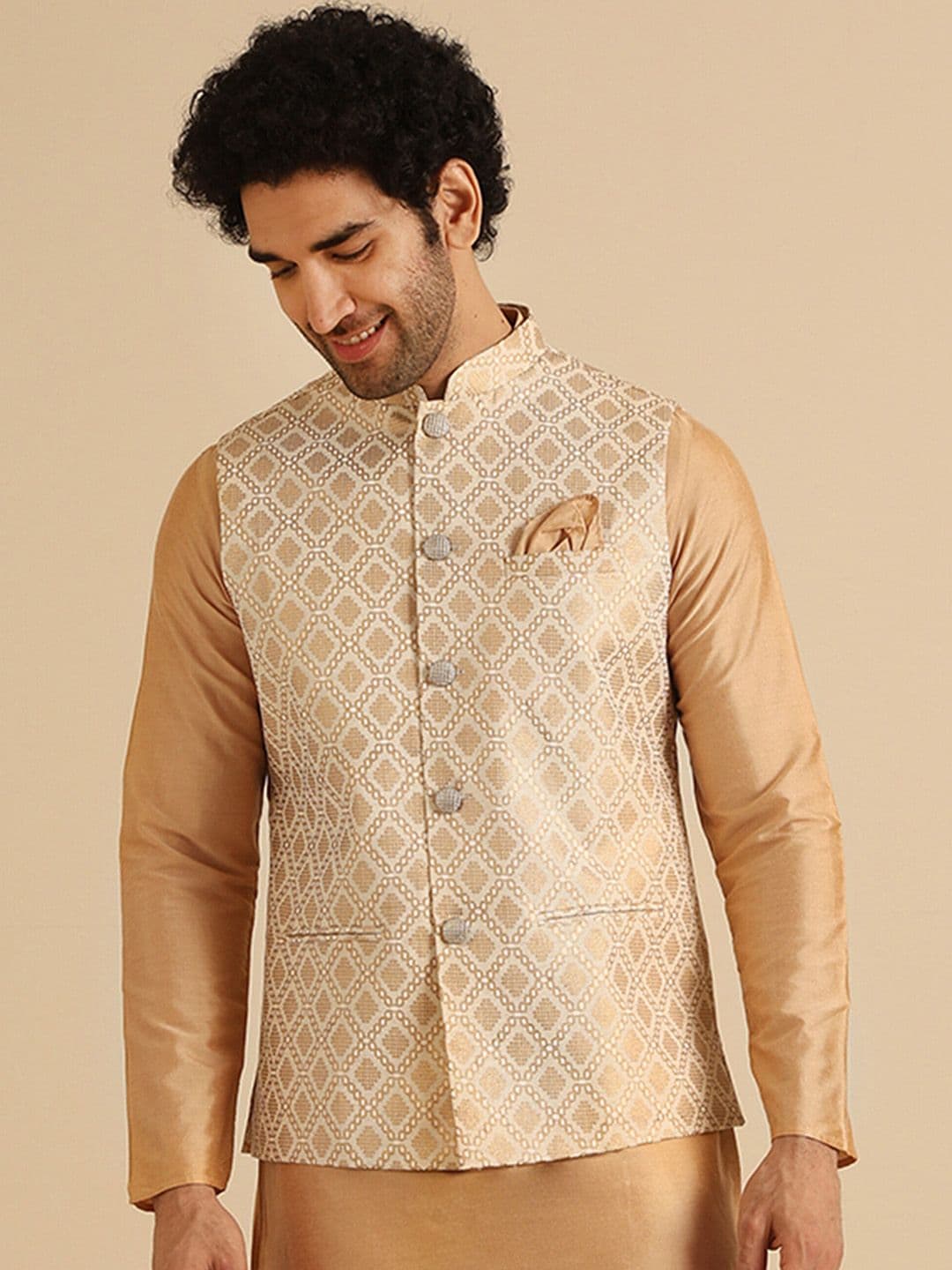 KISAH Pure Cotton Printed Nehru Jacket - view 1