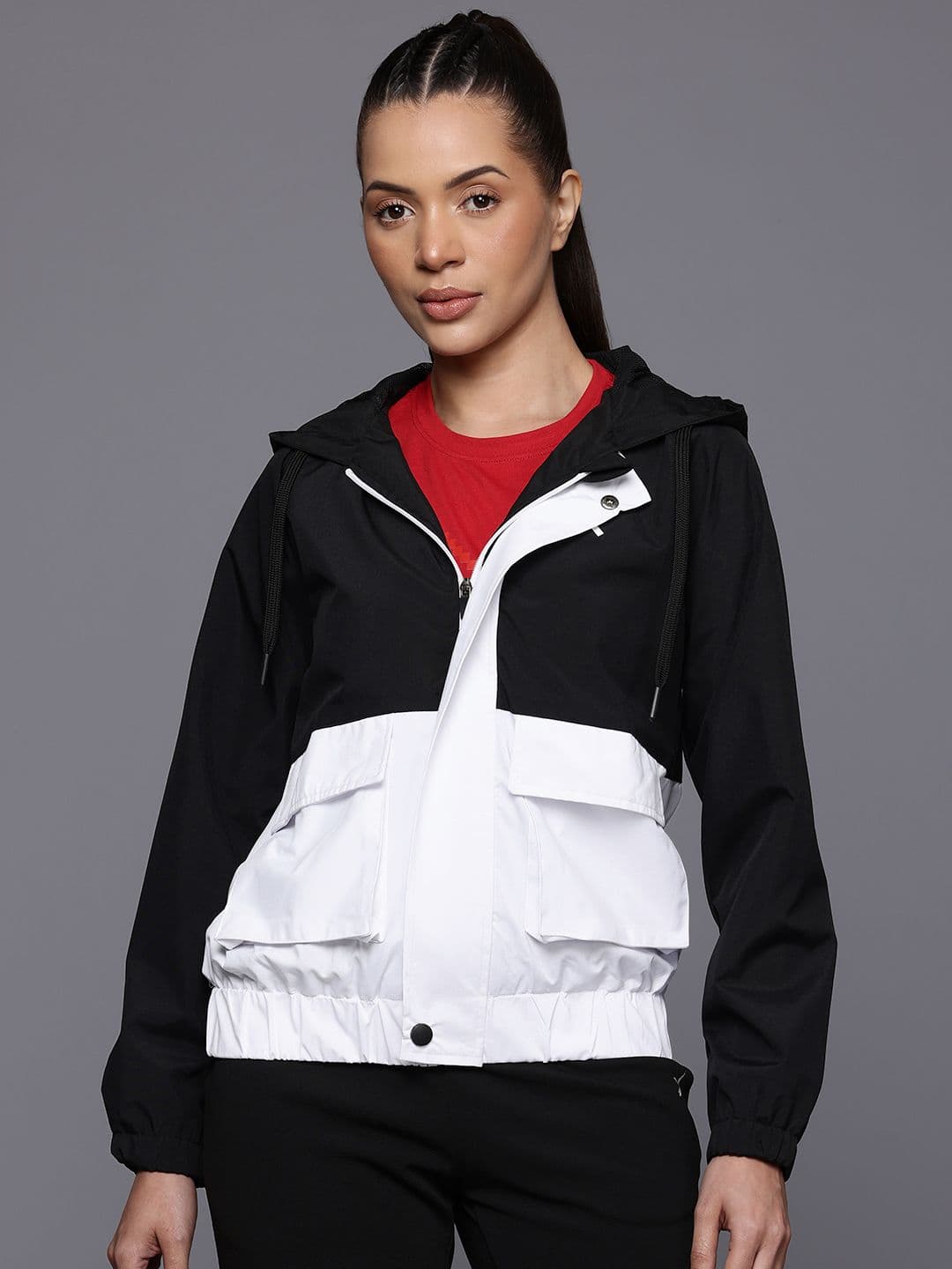 HRX by Hrithik Roshan Colourblocked Hooded Lifestyle Bomber Jacket - view 1