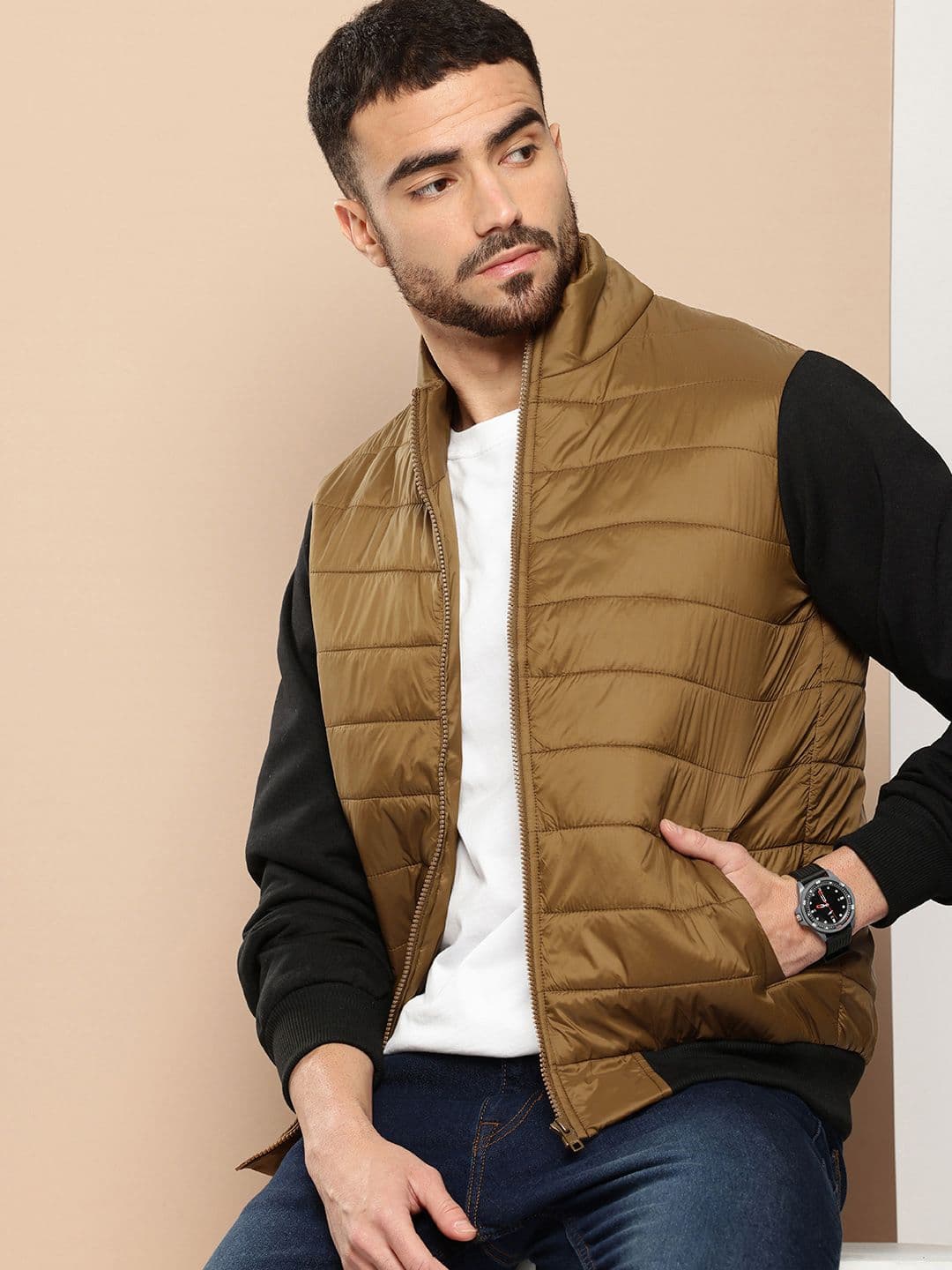 INVICTUS Long Sleeves Mock Collar Bomber Jacket - view 1