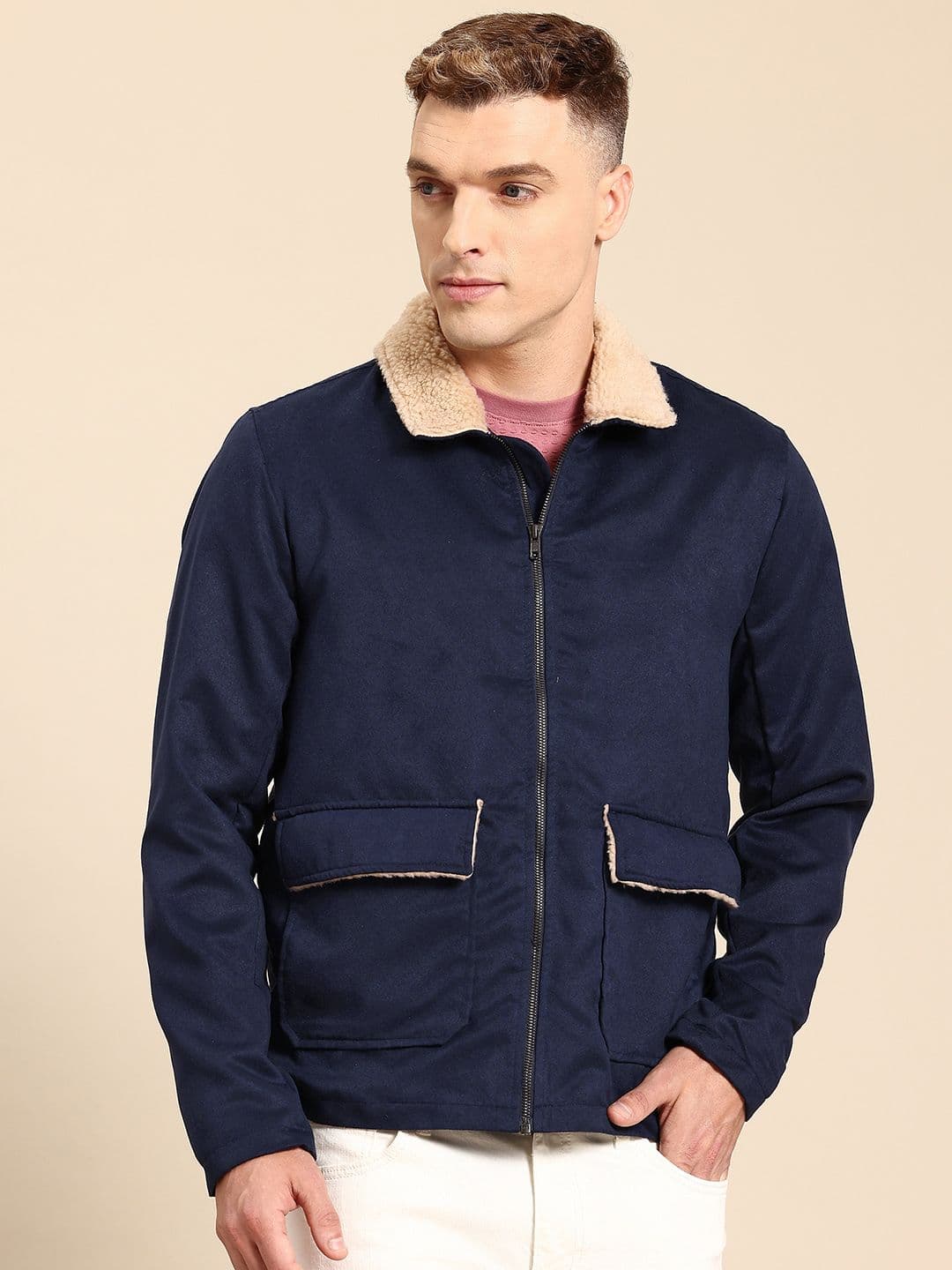 Mast & Harbour Suede Faux Fur Detail Tailored Jacket - view 1