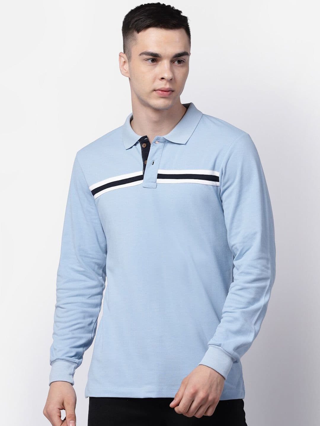Kalt Polo Collar Long Sleeves Cotton Casual T-shirt - view 1
