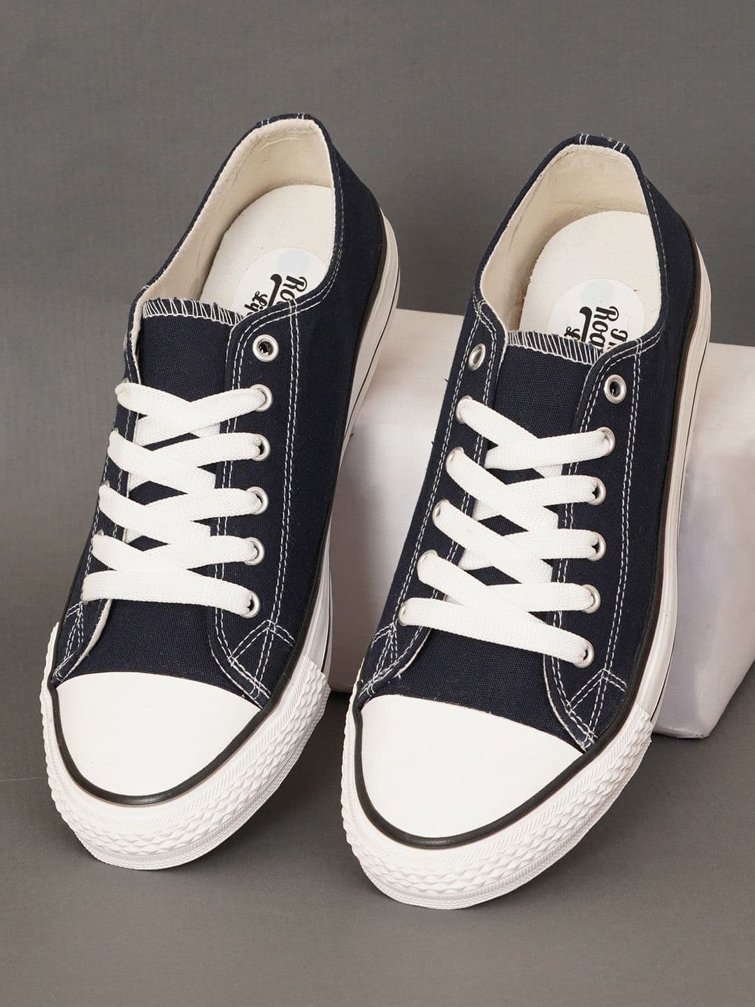 The Roadster Lifestyle Co. Men Navy Blue Textured Comfort Insole Canvas Lace-Up Sneakers - view 1
