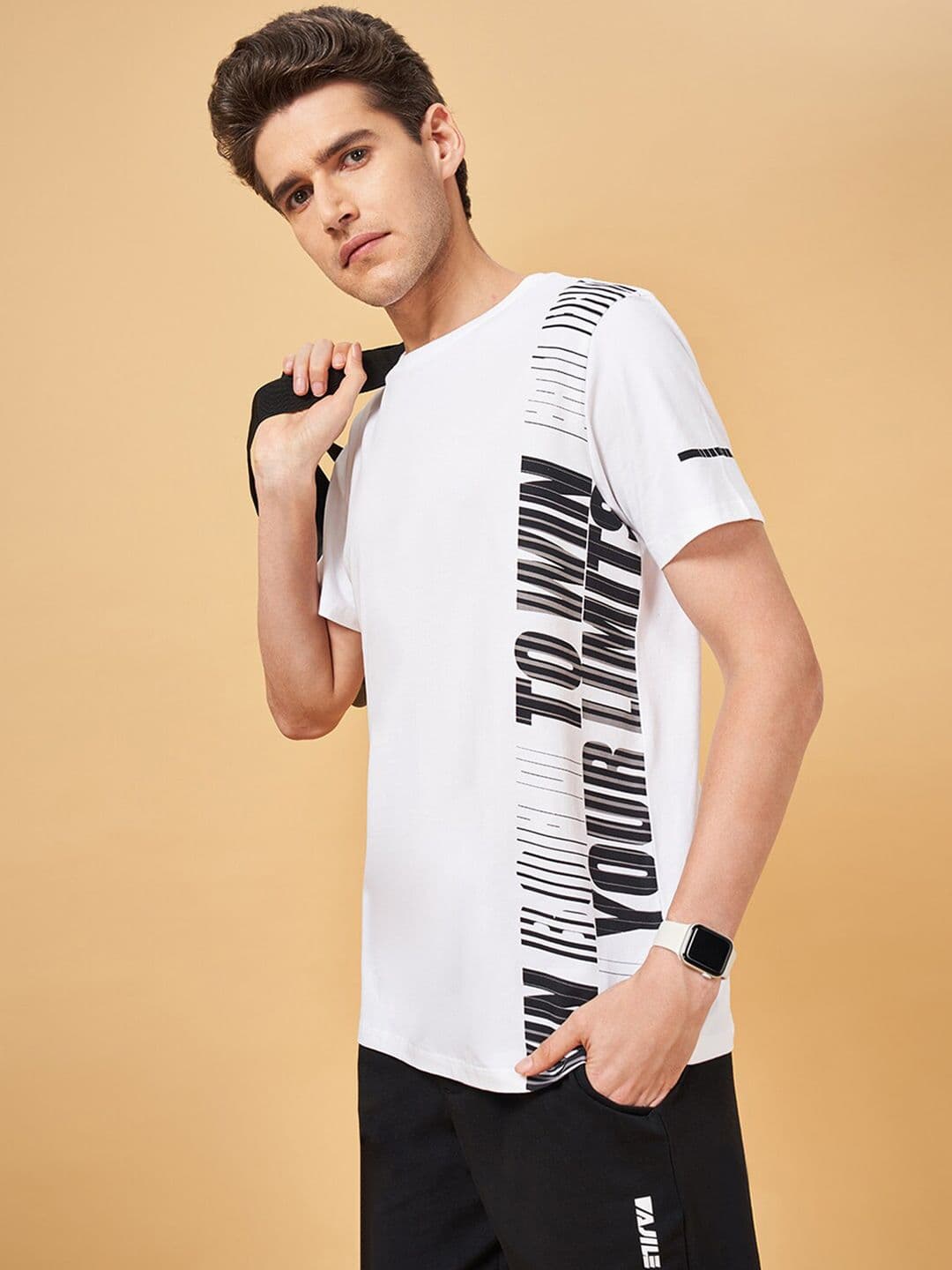 Ajile by Pantaloons Typography Printed Round Neck Short Sleeves Slim Fit T-shirt - view 1