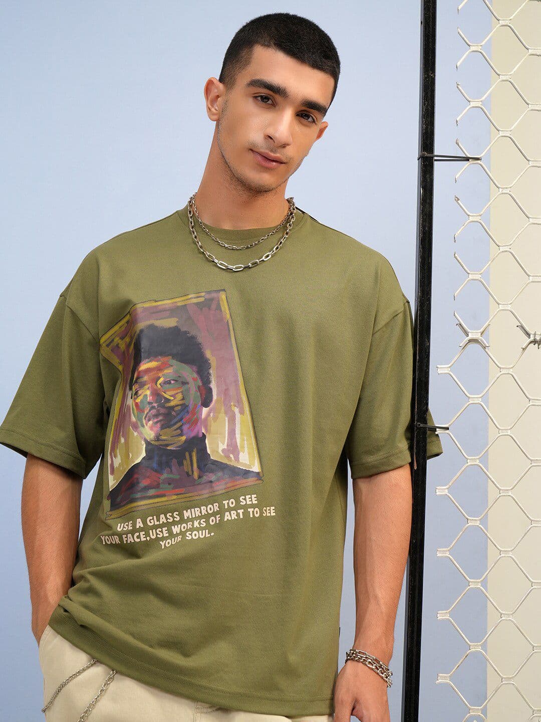 HIGHLANDER Round Neck Half Drop-Shoulder Sleeves Oversize T-Shirt - view 1