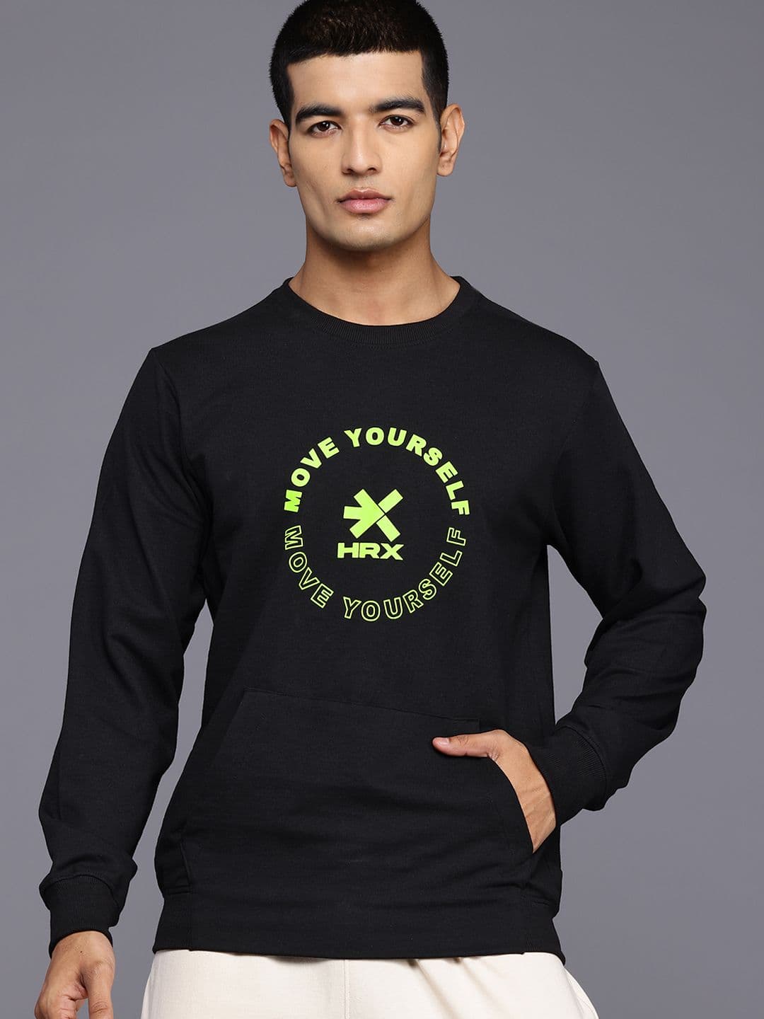 HRX by Hrithik Roshan Typography Print Training Sweatshirt - view 1