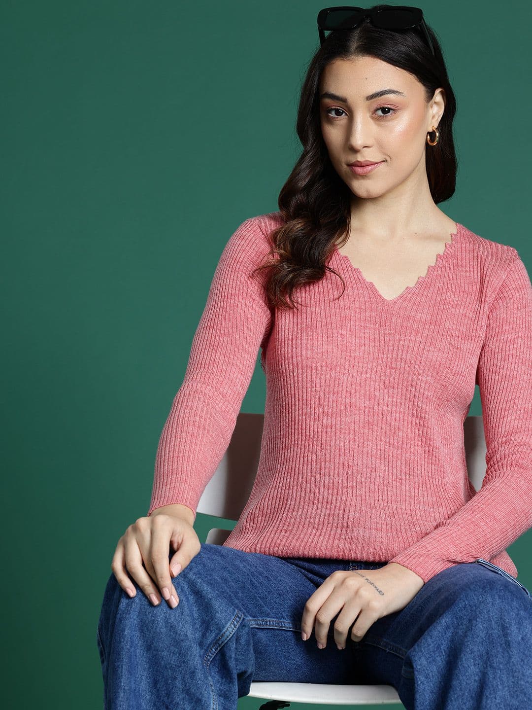 DressBerry Knitted V-neck Pullover - view 1