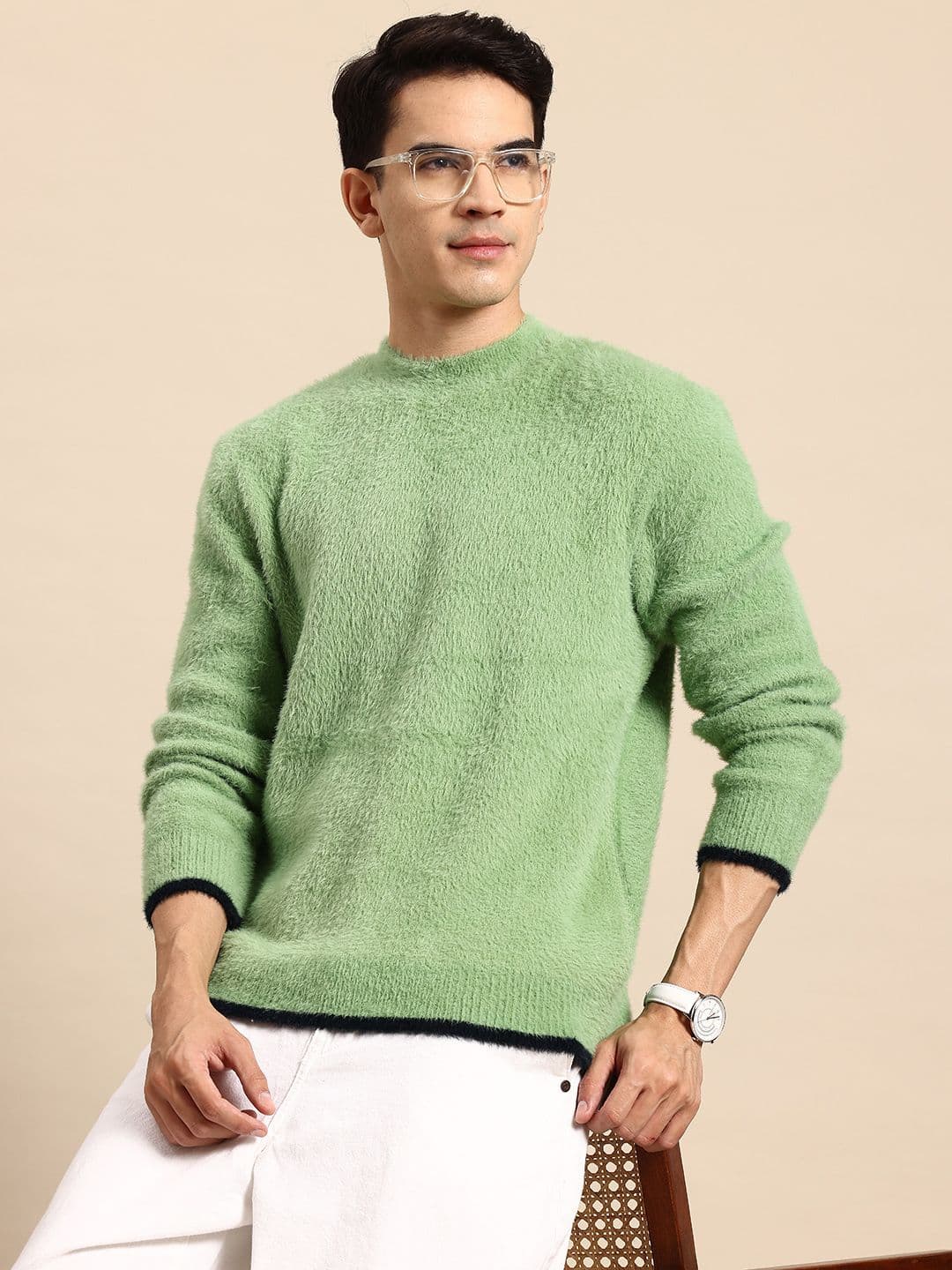 Mast & Harbour Solid Fuzzy Pullover - view 1