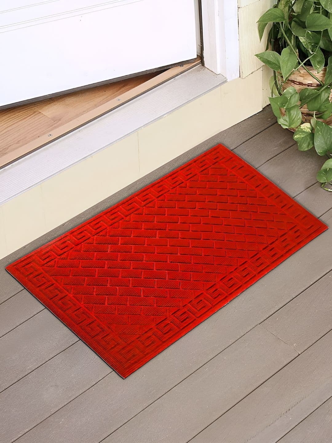 HOKIPO Red Textured Anti-Skid Doormat - view 1