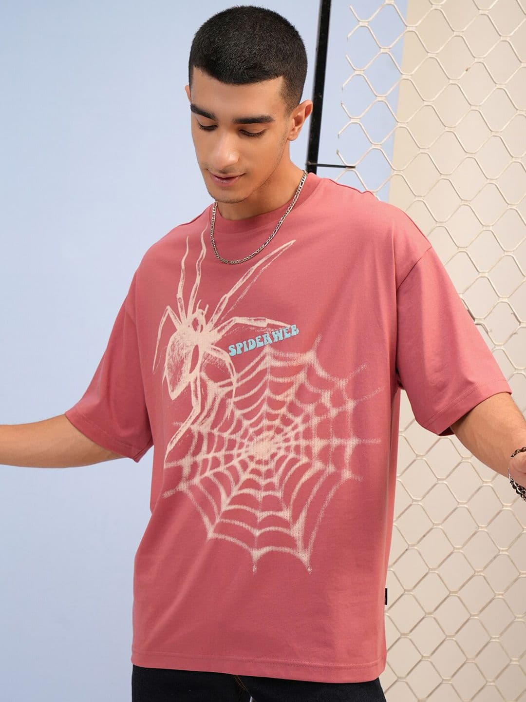 HIGHLANDER Puff Printed Round Neck Short Sleeves Cotton Oversized T-shirt - view 1