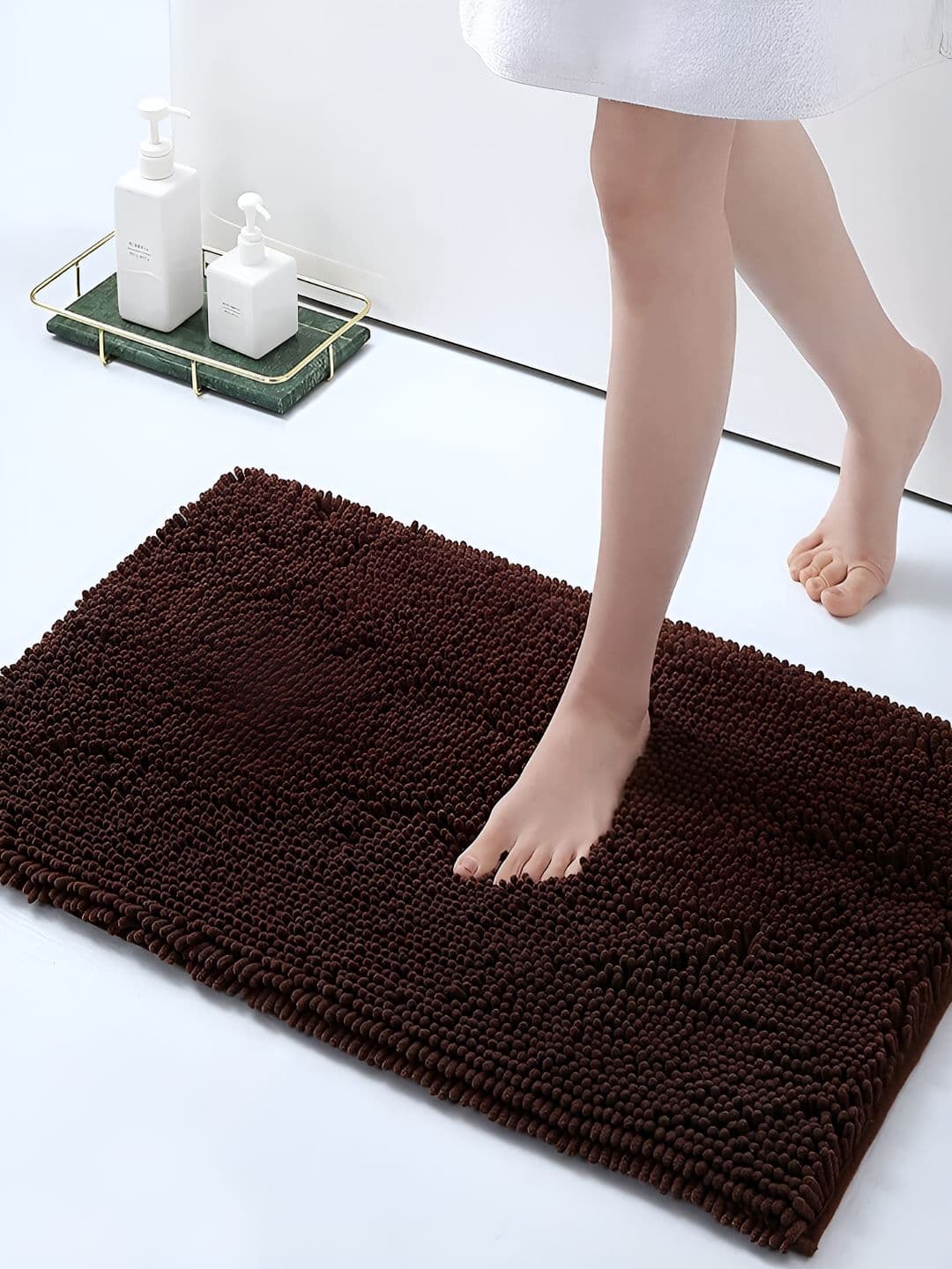 HOKIPO Brown Soft & Absorbent Chenille 1800GSM Bath Rug - view 1