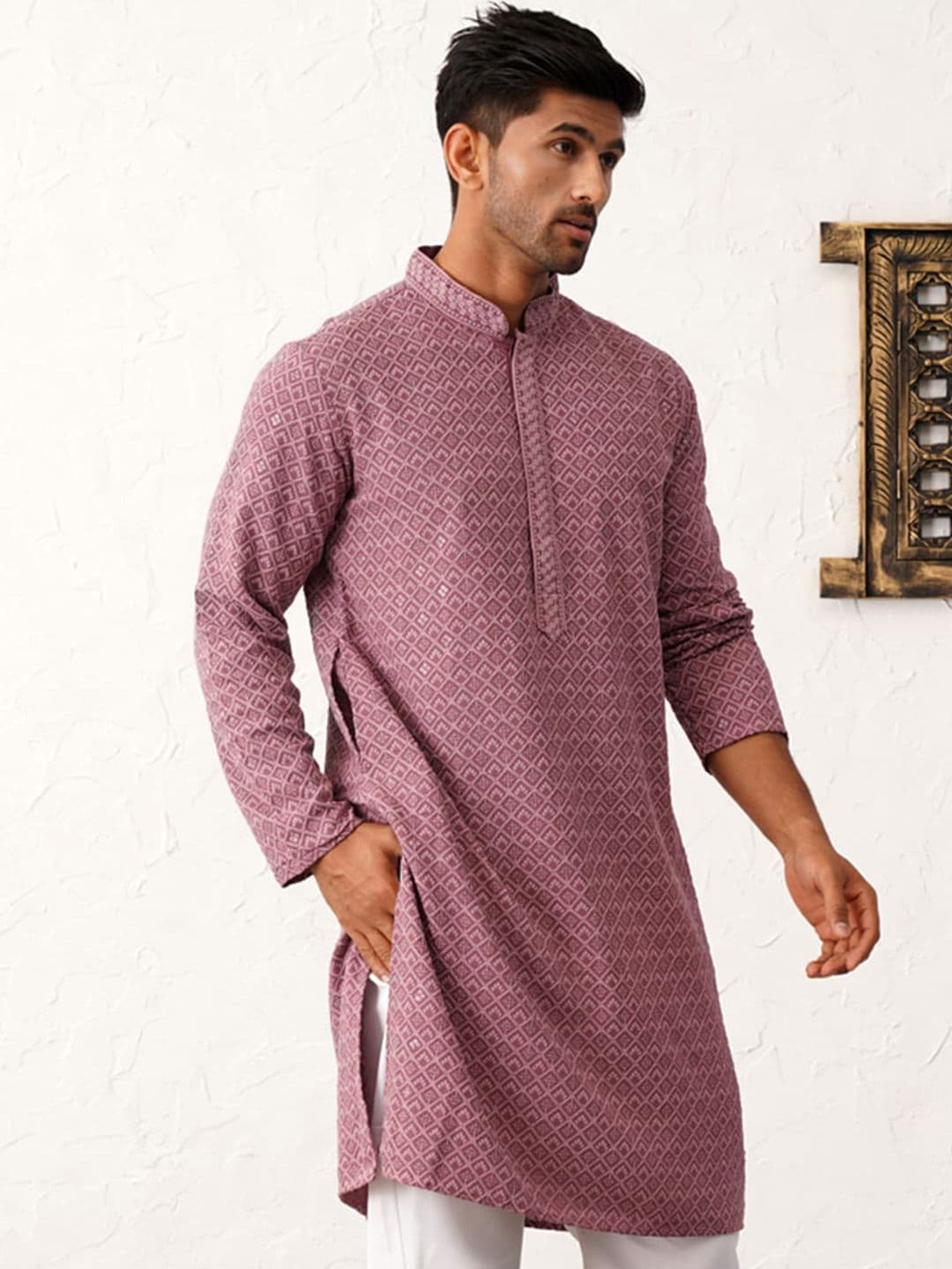 Jompers Ethnic Motifs Embroidered Sequinned Mandarin Collar Straight Kurta - view 1