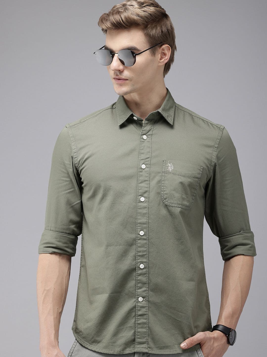 U.S. Polo Assn. Denim Co. Pure Cotton Slim Fit Casual Shirt - view 1