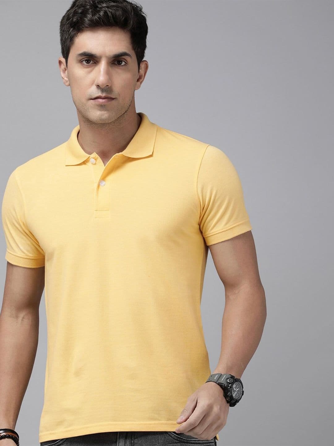 The Roadster Lifestyle Co. Yellow Polo Collar Short Sleeves T-Shirt - view 1