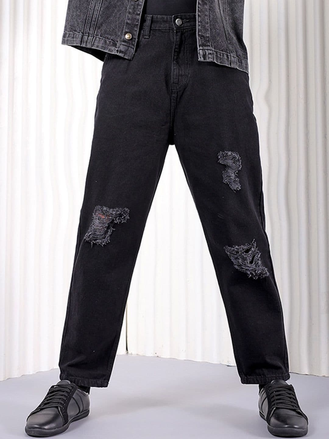 The Indian Garage Co Men Tapered Fit Highly Distressed Pure Cotton Jeans - view 1