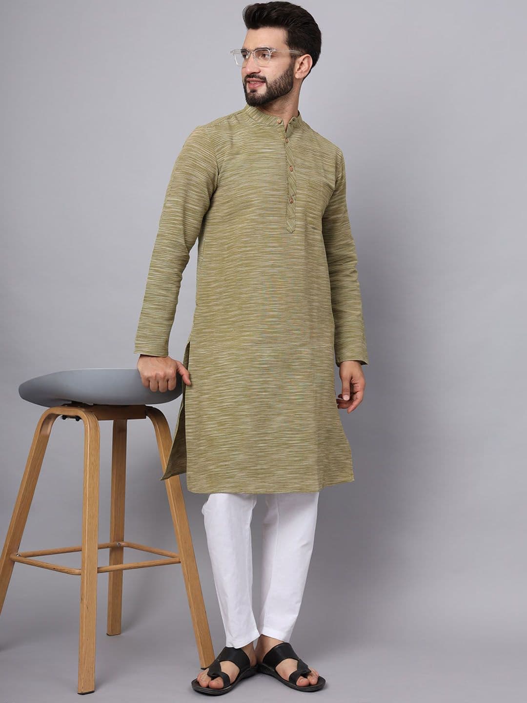 Latest Chikan Garments Woven Design Mandarin Collar Straight Kurta - view 1