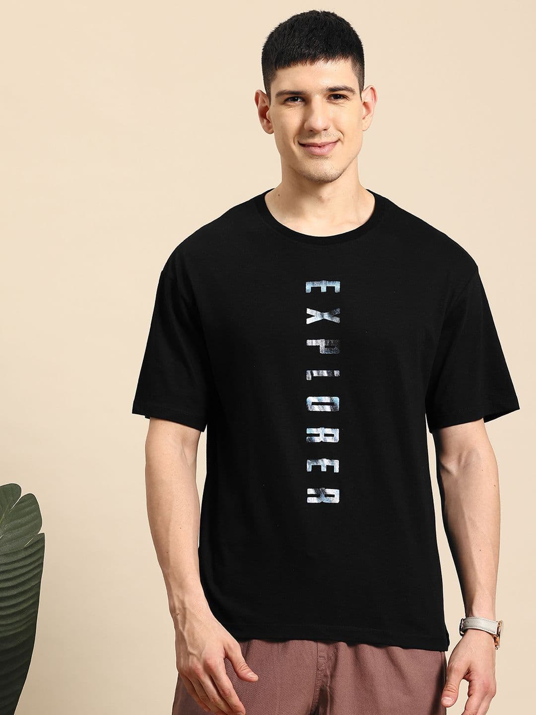 Mast & Harbour Men Typography Printed Drop-Shoulder Sleeves Oversized T-shirt - view 1