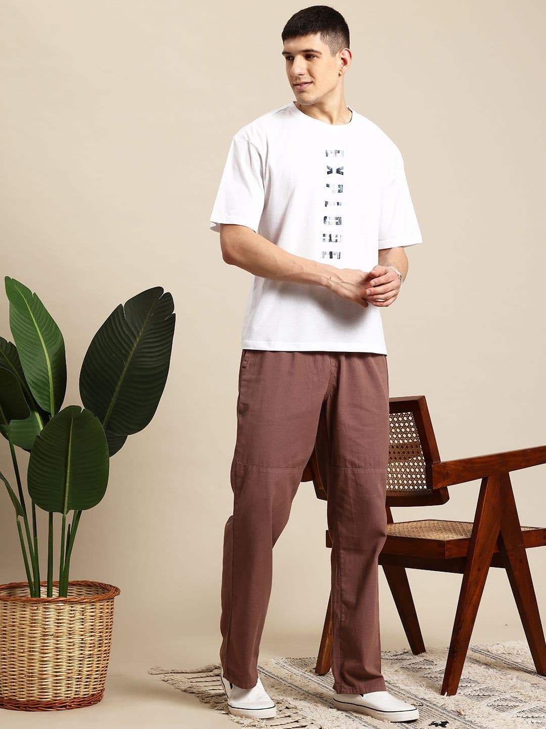 Mast & Harbour Men Typography Printed Drop-Shoulder Sleeves Oversized T-shirt - view 1
