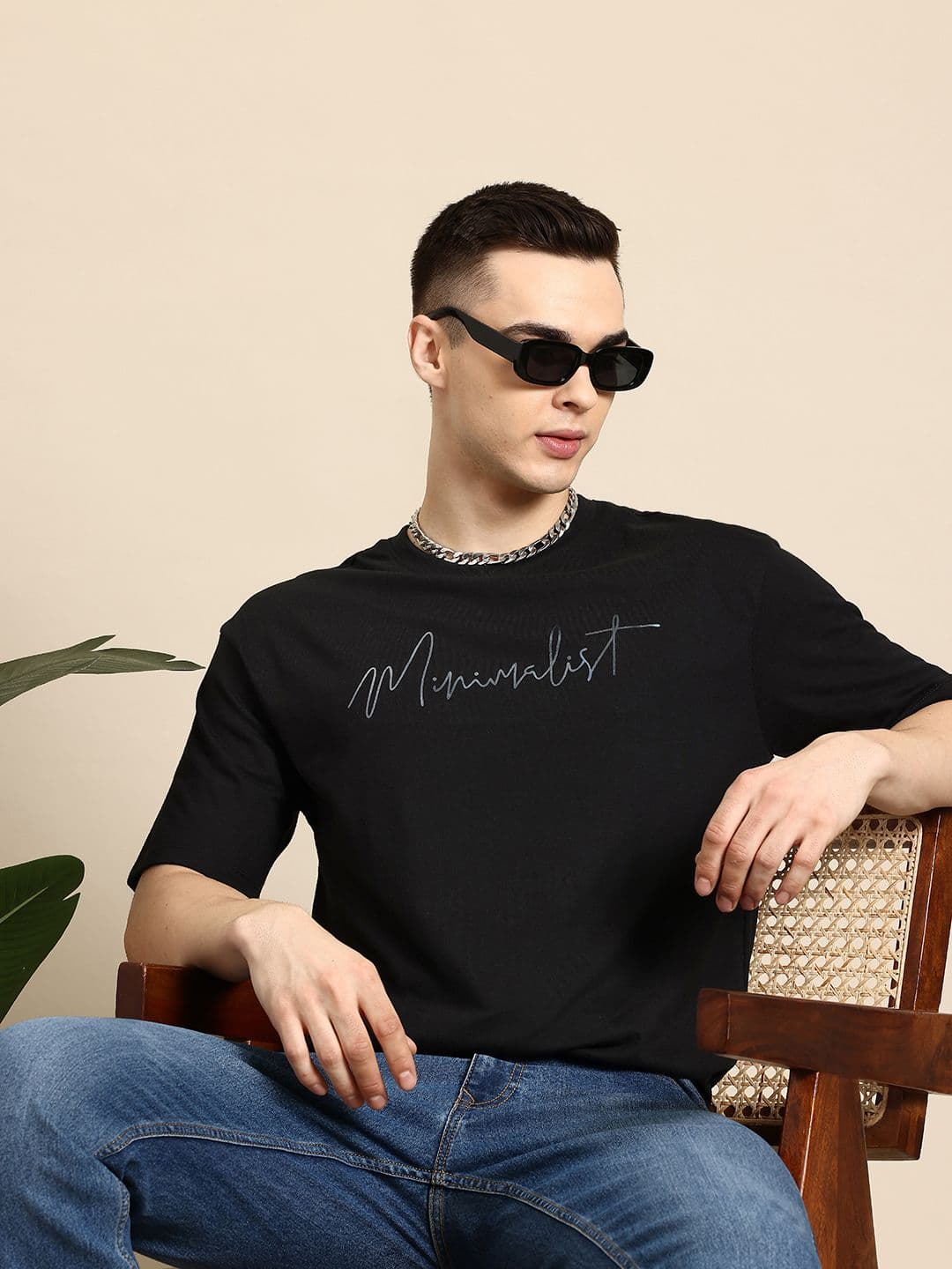 Mast & Harbour Men Typography Printed Drop-Shoulder Sleeves T-shirt - view 1