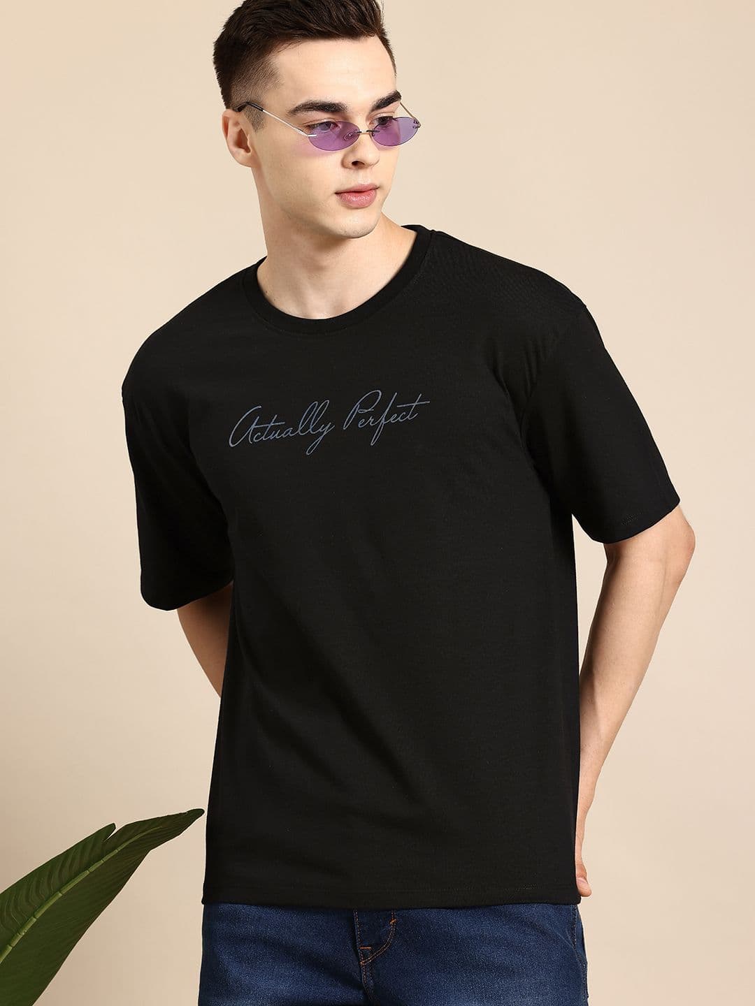 Mast & Harbour Men Typography Printed Oversized Drop-Shoulder Sleeves T-shirt - view 1