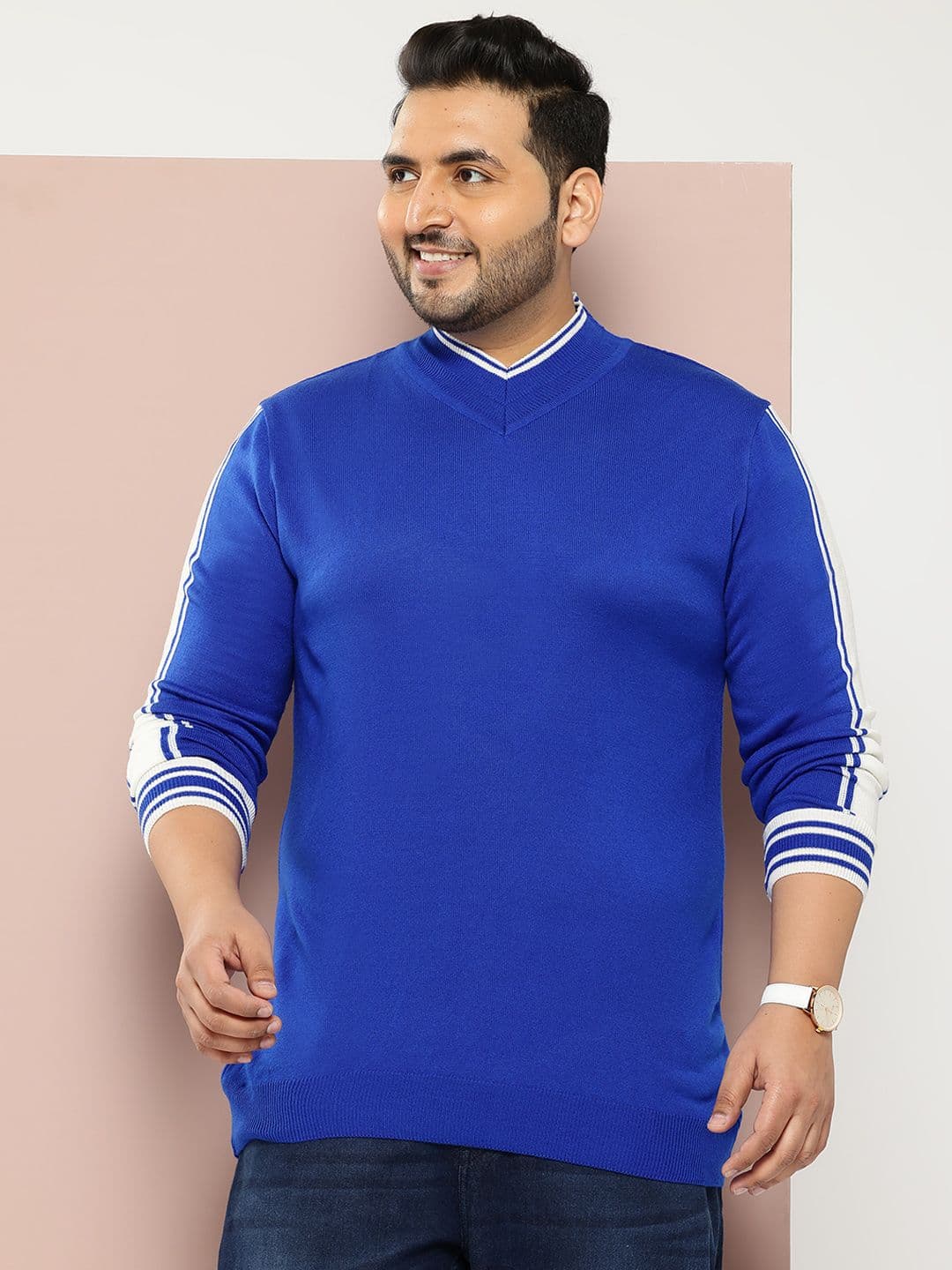 Sztori Plus Size Striped Sleeve Pullover - view 1