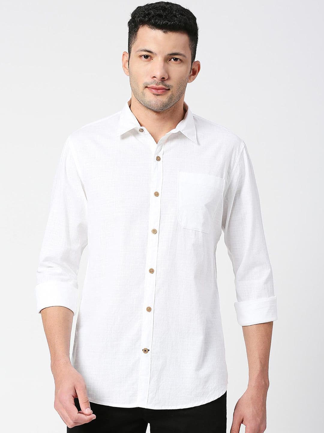 SNX Tailored Fit Opaque Cotton Casual Shirt - view 1