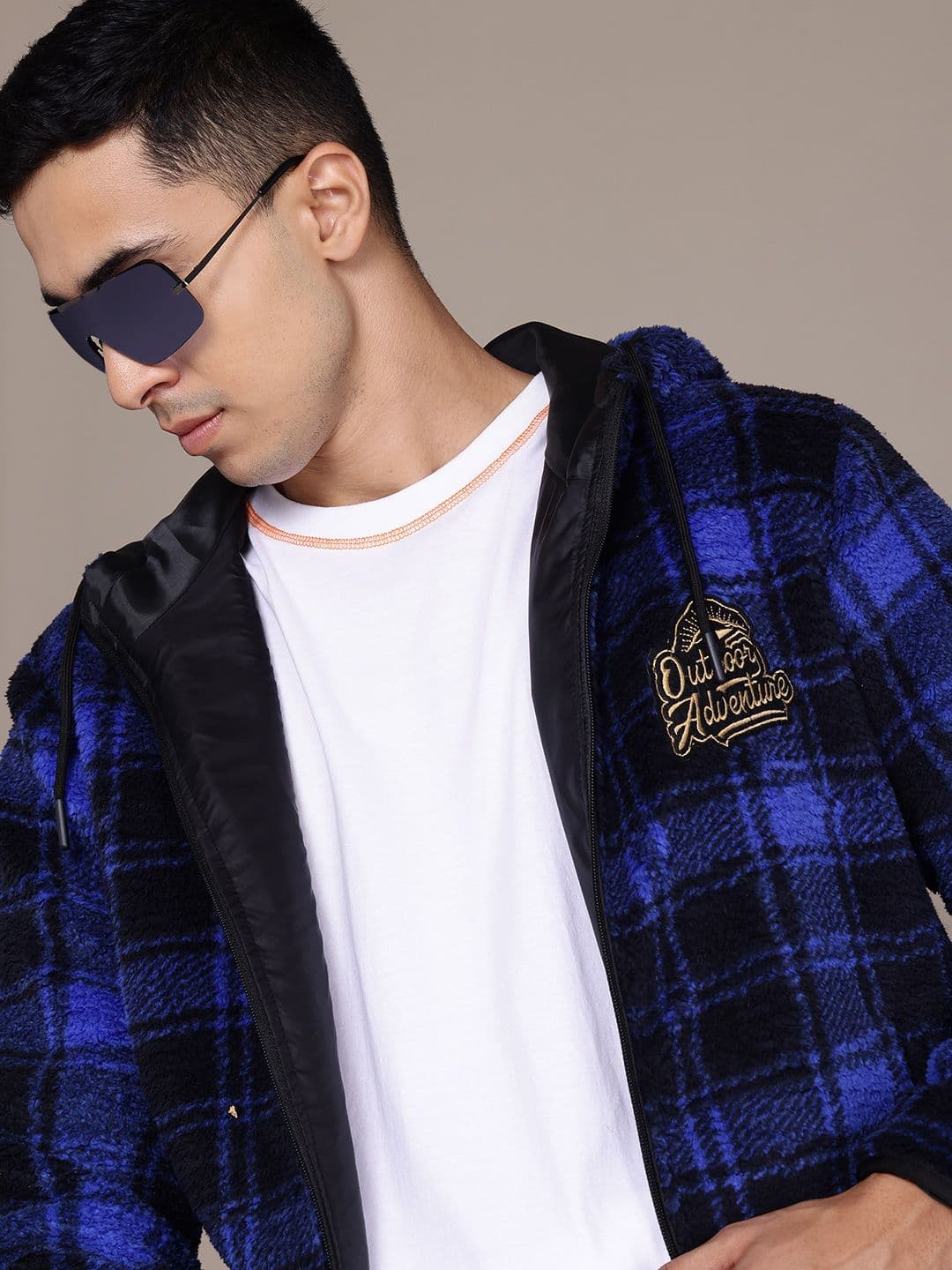 The Roadster Lifestyle Co. Checked Fleece Hooded Tailored Jacket - view 1