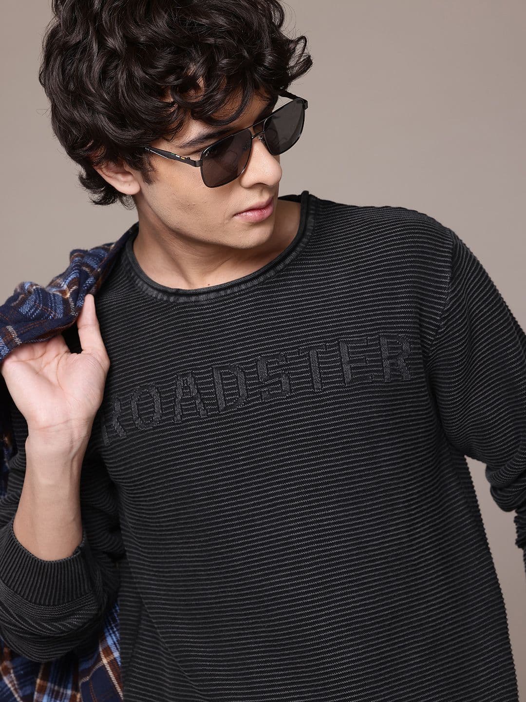 The Roadster Lifestyle Co. Self-Striped Cotton Pullover - view 1