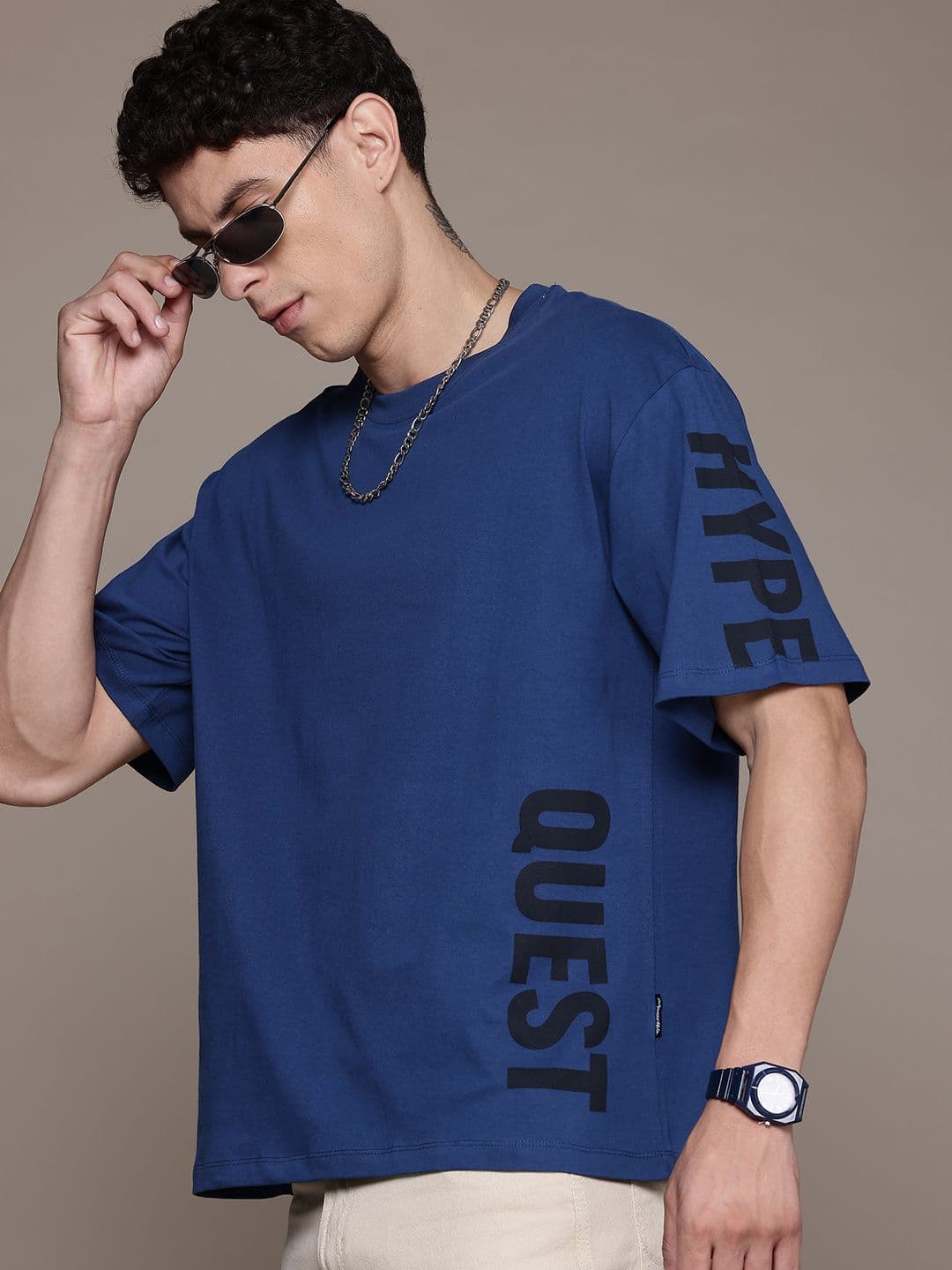 Roadster Men Typography Printed Drop-Shoulder Sleeves Pure Cotton T-shirt - view 1