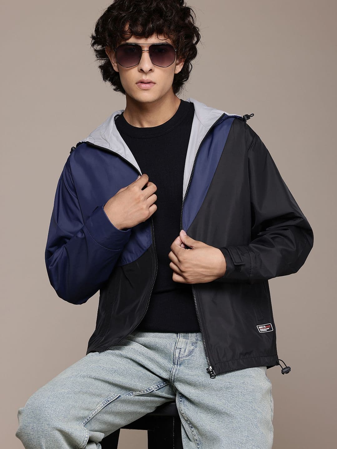 Roadster The Life Co. Colourblocked Tailored Hooded Jacket - view 1