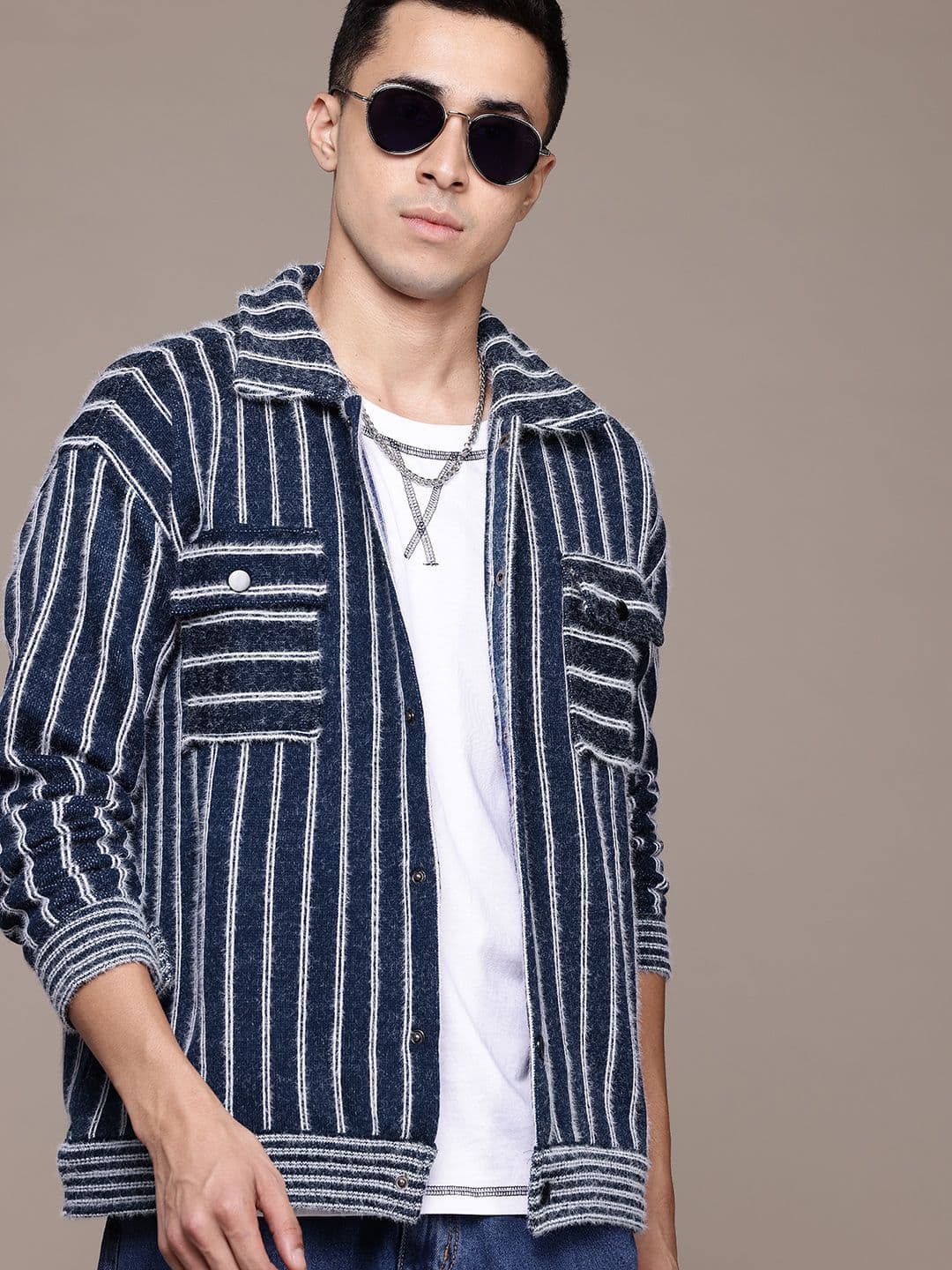 The Roadster Lifestyle Co. Striped Fuzzy Tailored Jacket - view 1