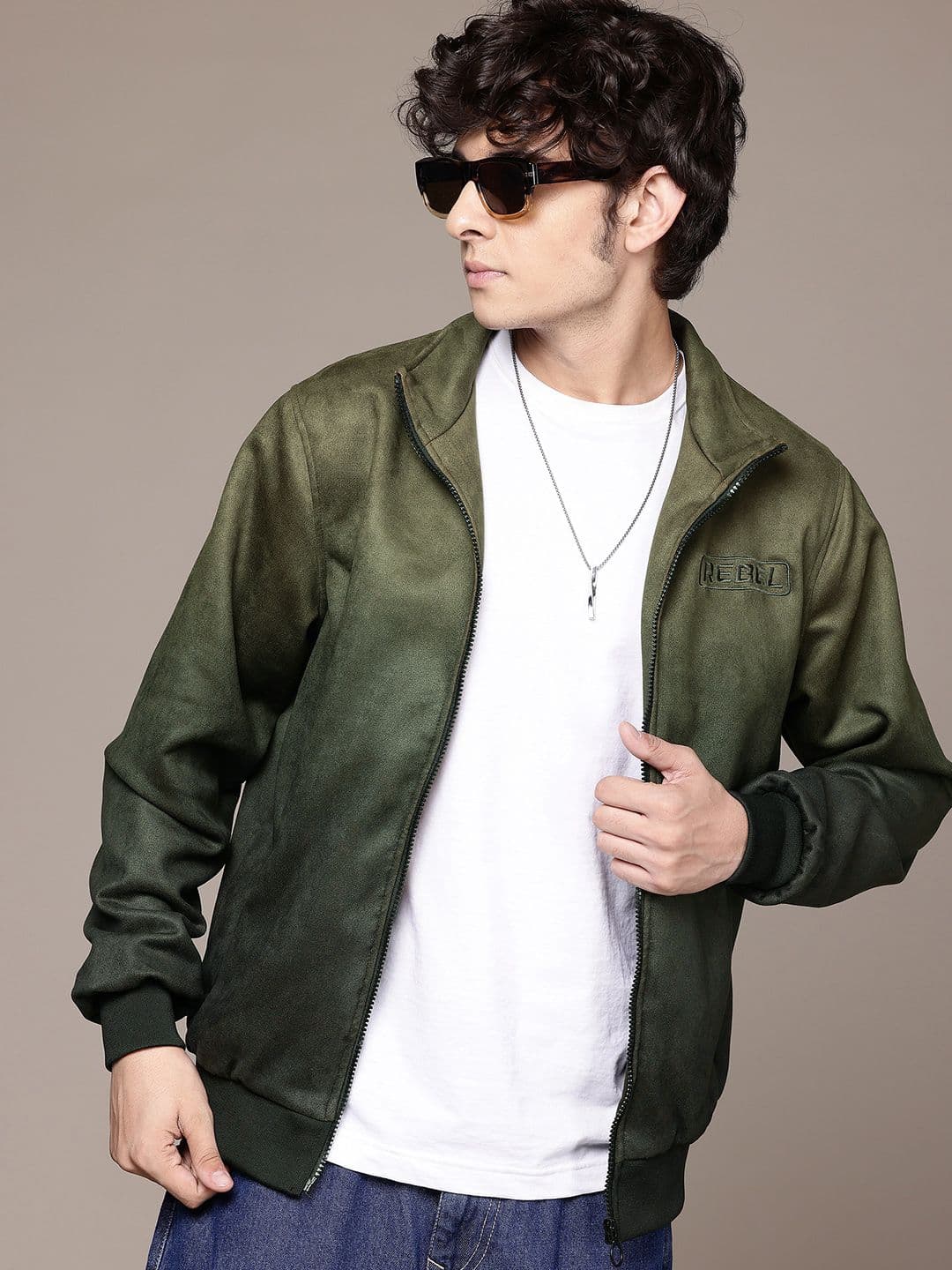 The Roadster Lifestyle Co. Suede Finish Bomber Jacket - view 1