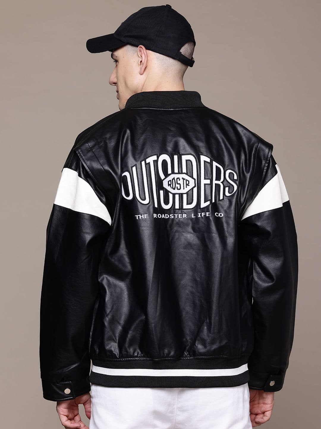 Roadster The Lifestyle Co. Colourblocked Faux Leather Bomber Jacket - view 1