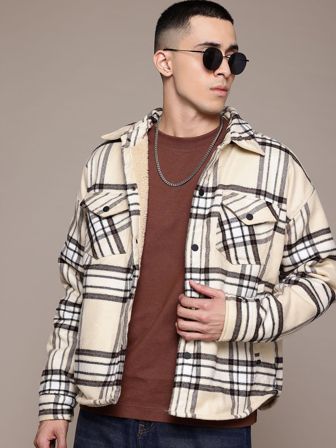 The Roadster Lifestyle Co. Tartan Checked Spread Collar Tailored Jacket - view 1