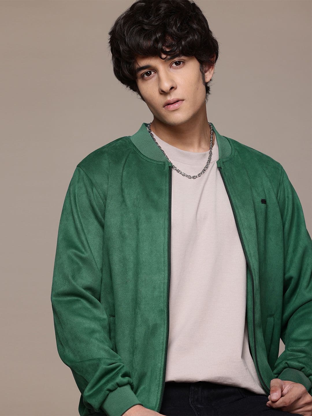 The Roadster Lifestyle Co. Suede-Finish Bomber Jacket - view 1
