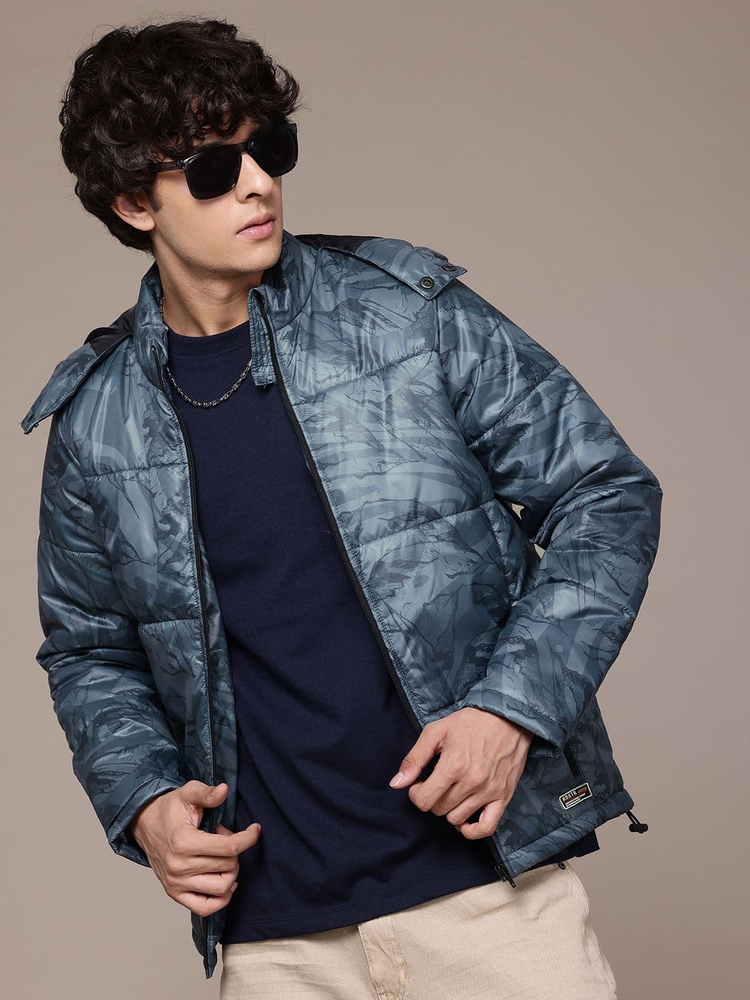 The Roadster Lifestyle Co. Printed Hooded Padded Jacket - view 1
