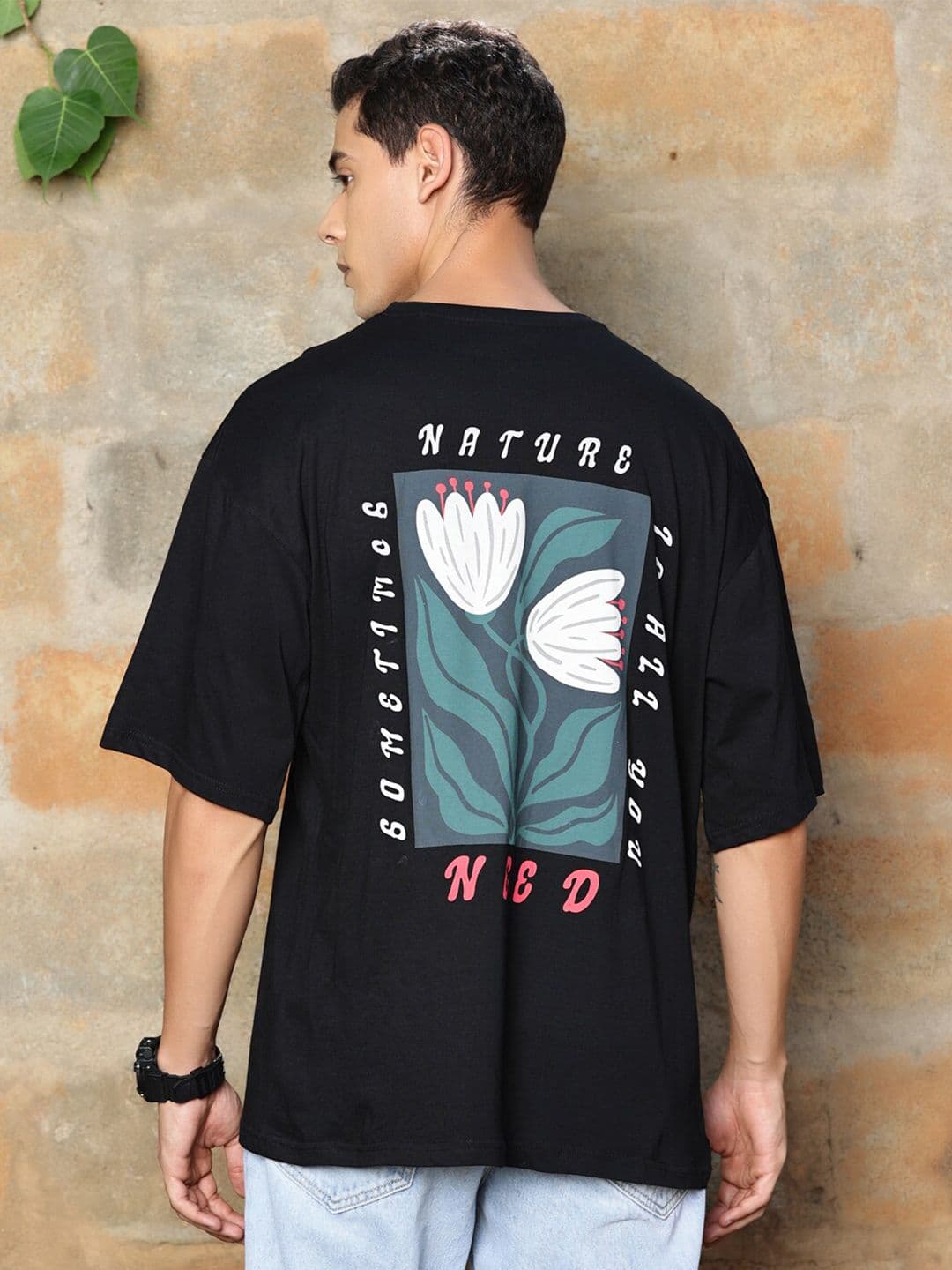 Thomas Scott Graphic Printed Drop-Shoulder Sleeves Oversized Pure Cotton T-shirt - view 1
