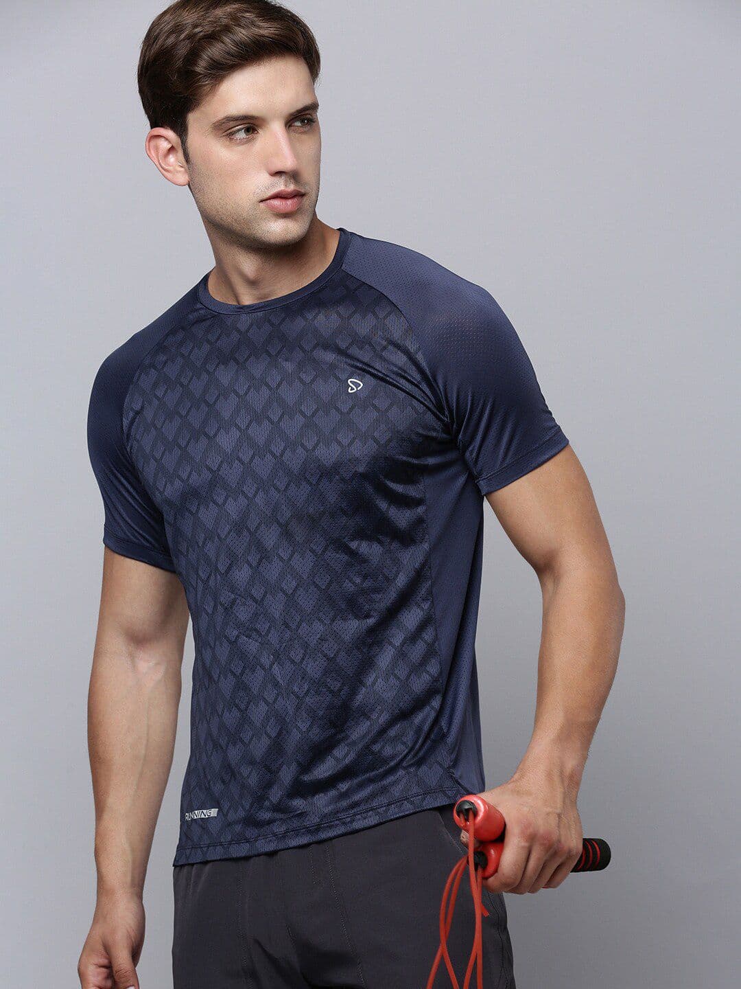 SPORTO Geometric Printed Raglan Sleeves Instacool Lightweight & Breathable Sports T-shirt - view 1