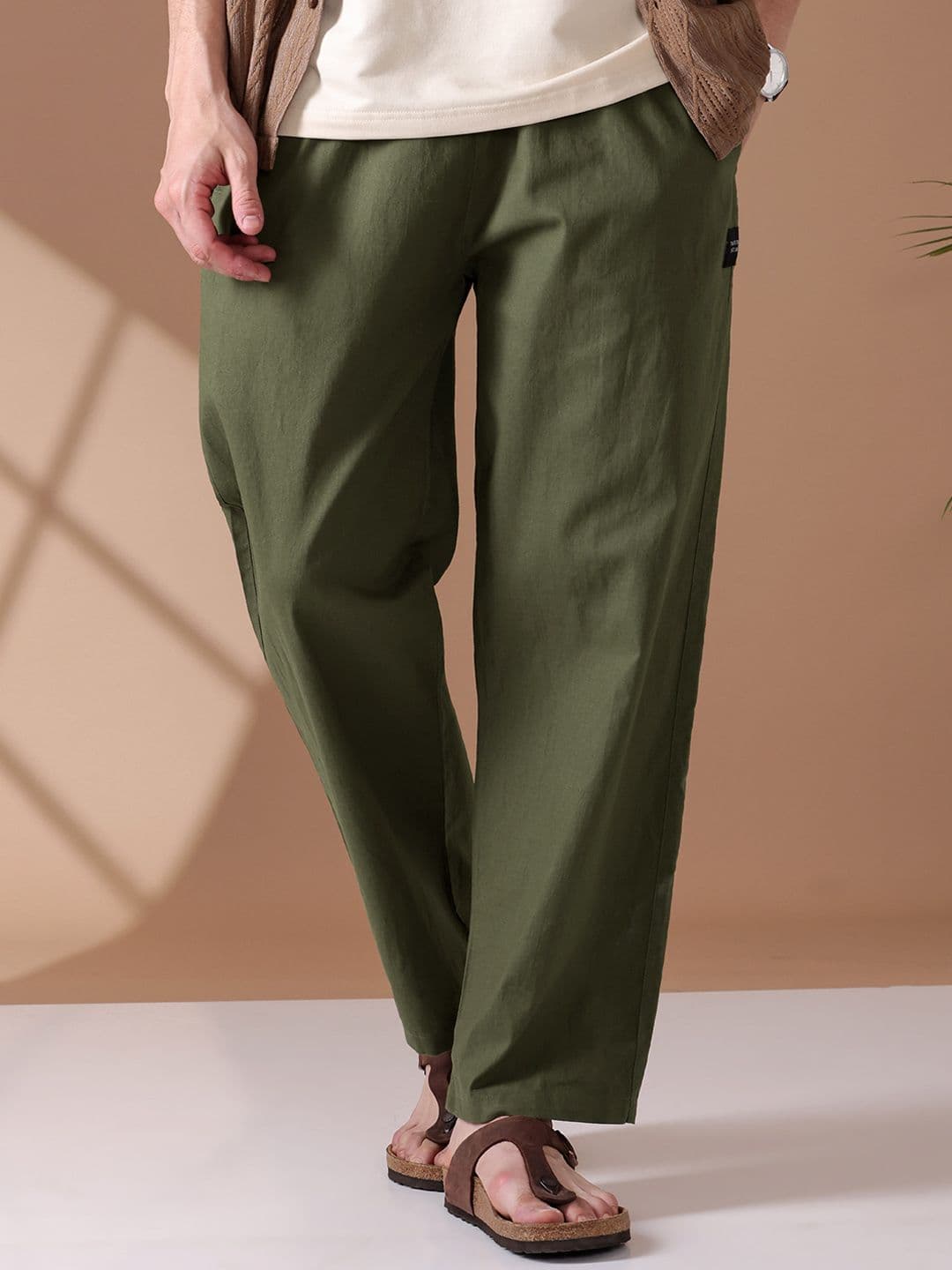 Beyoung Men Loose Fit Mid-Rise Cotton Lounge Pants - view 1