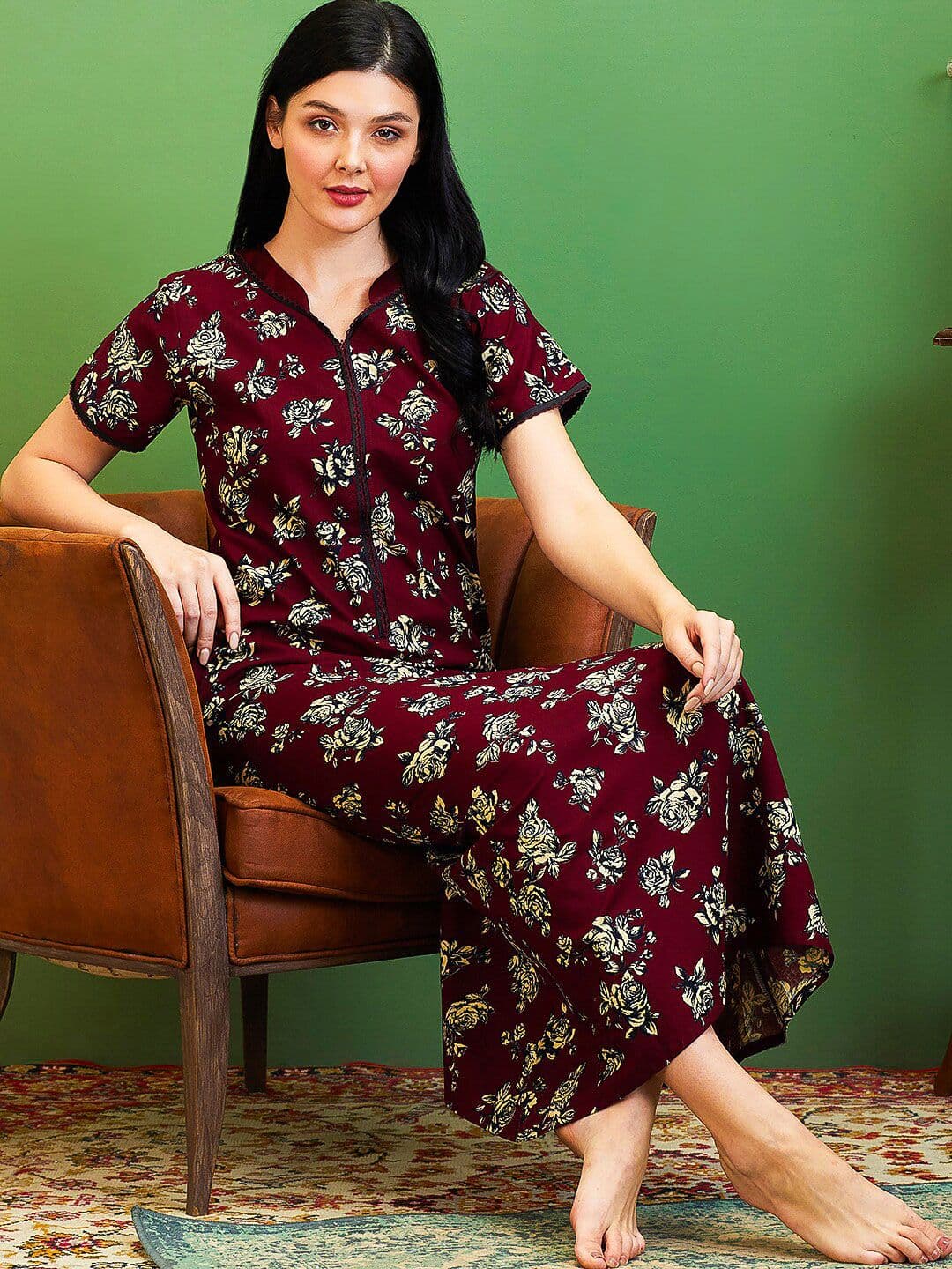 AV2 Printed Pure Cotton Maternity Maxi Nightdress - view 1