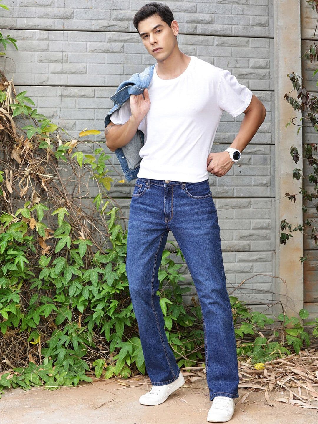 Mast & Harbour Blue Men Smart Bootcut Clean Look Light Fade Stretchable Jeans - view 1