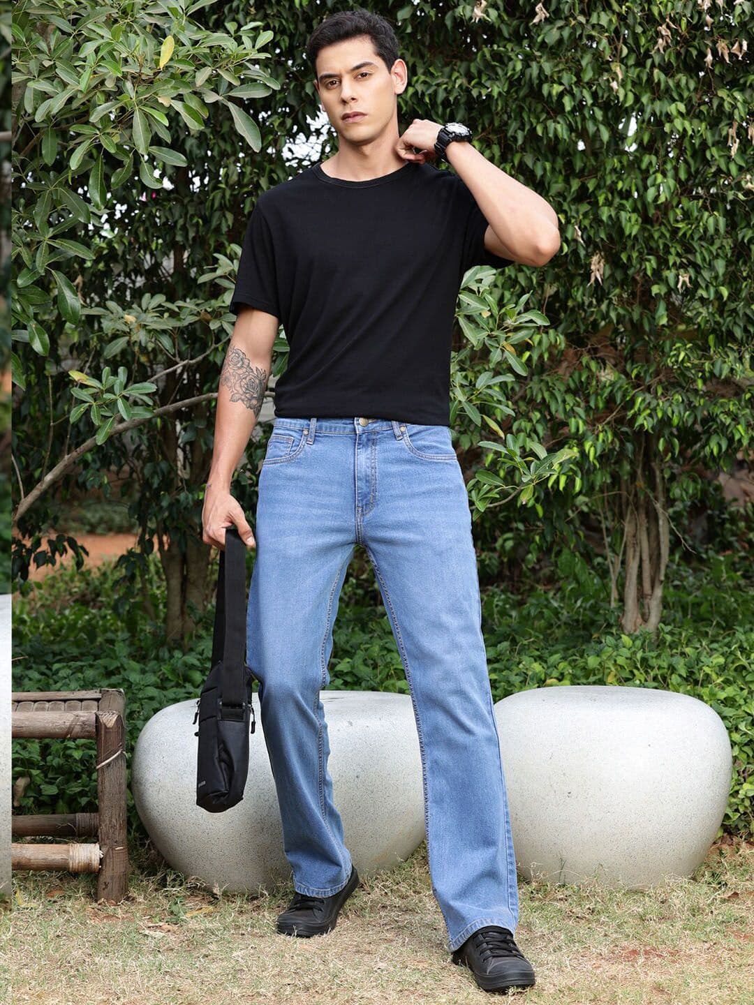 Mast & Harbour Blue Men Smart Bootcut Clean Look Stretchable Jeans - view 1
