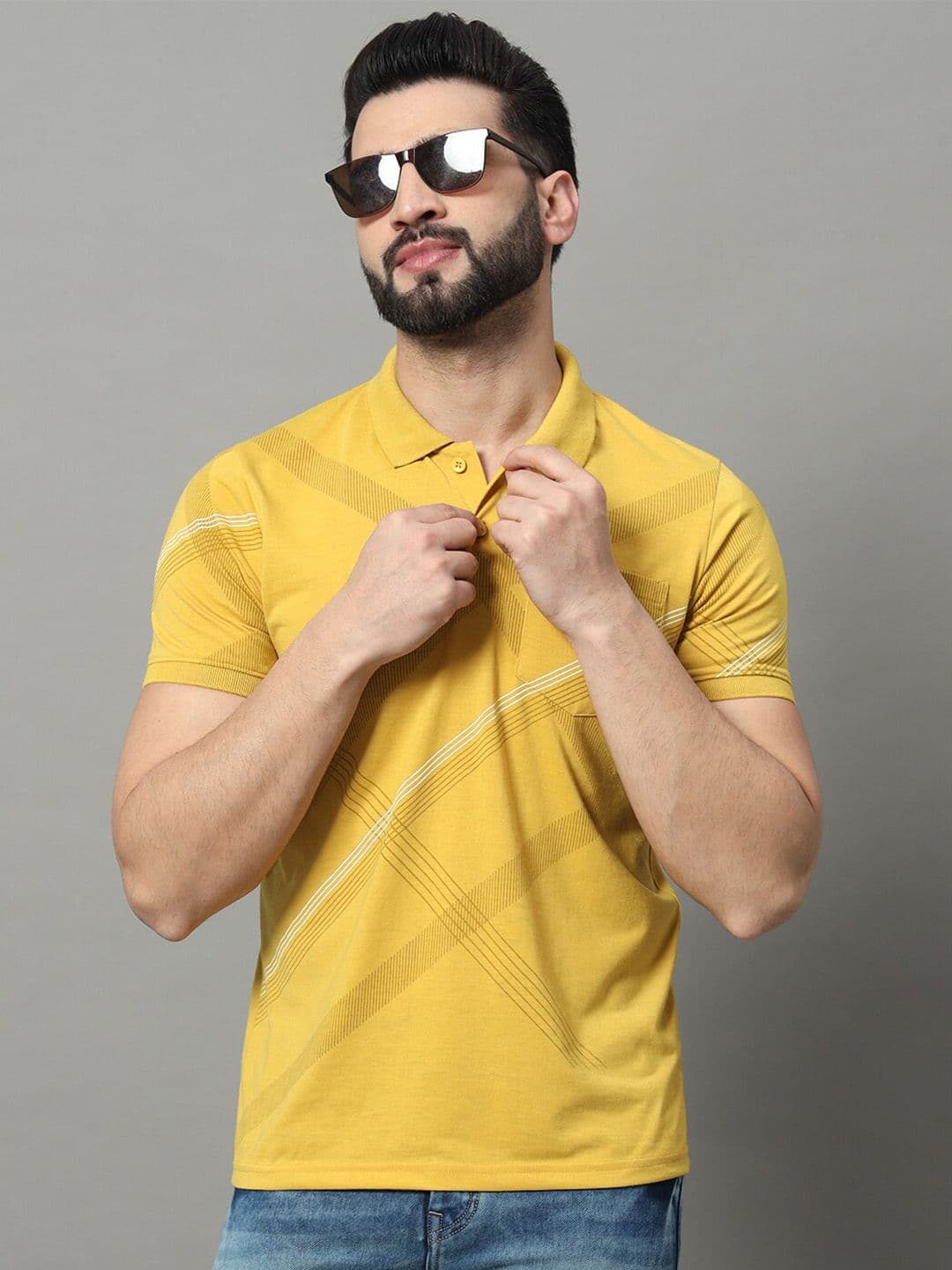OGEN Striped Polo Collar T-shirt - view 1