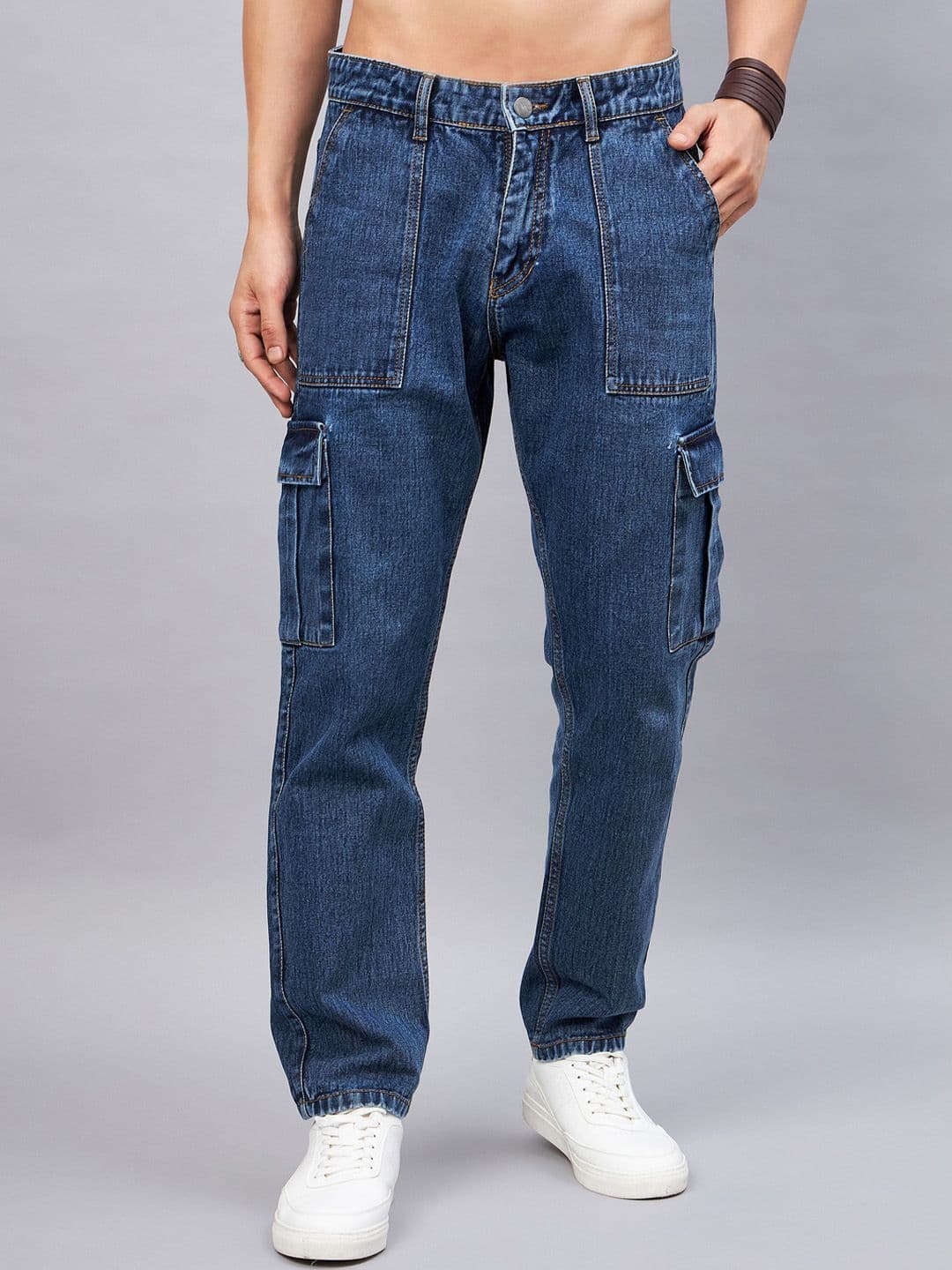 STUDIO NEXX Men Relaxed Fit Cargo Styles Clean Look Jeans - view 1