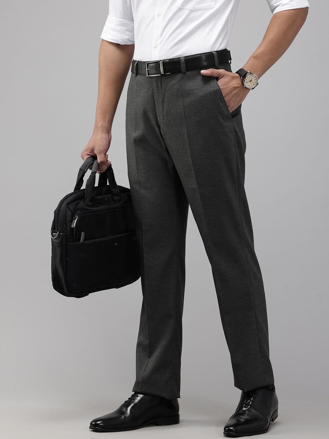 Park Avenue Men Striped Formal Trousers - view 1