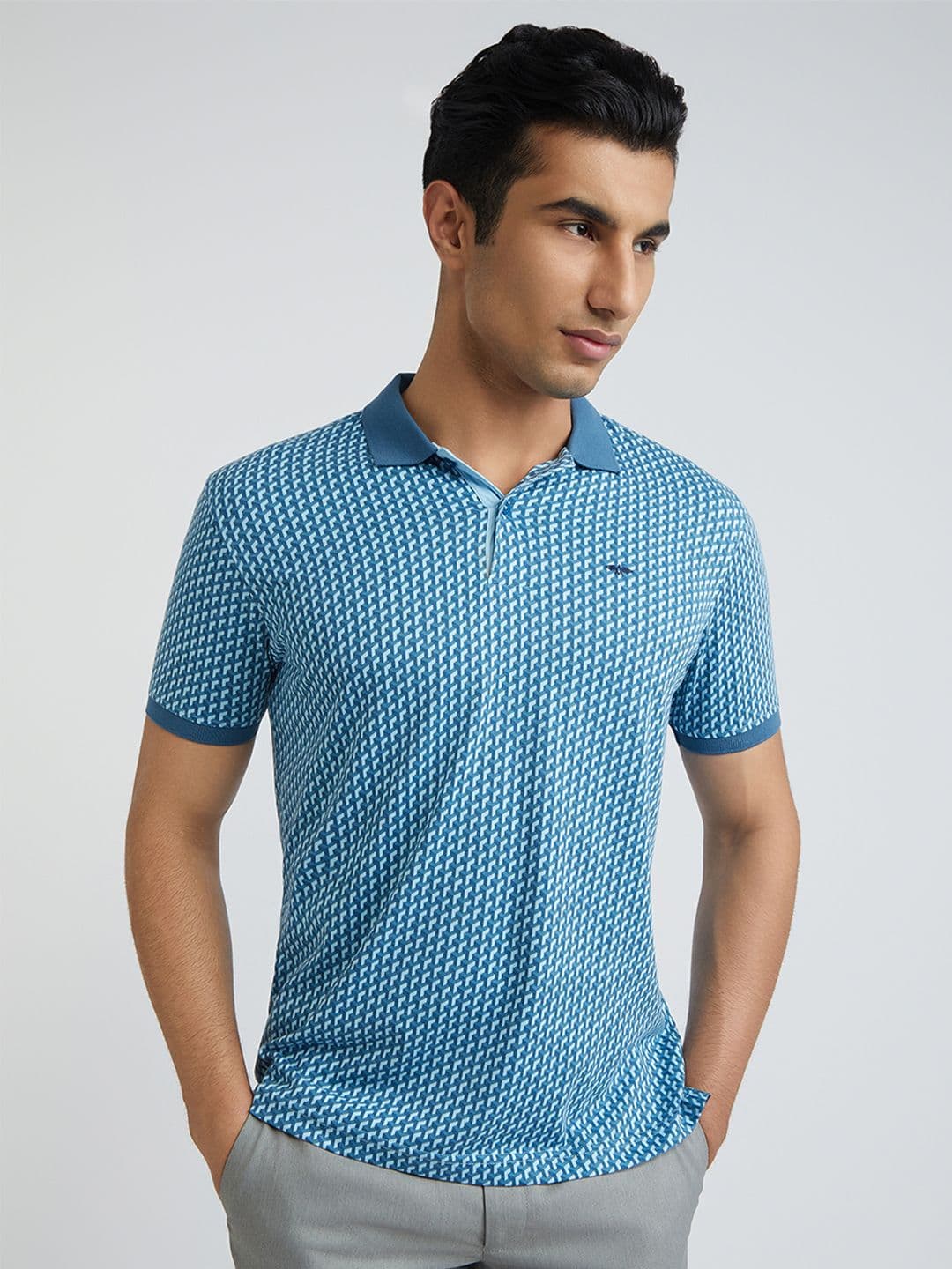 Park Avenue Men Printed Polo Collar Slim Fit T-shirt - view 1